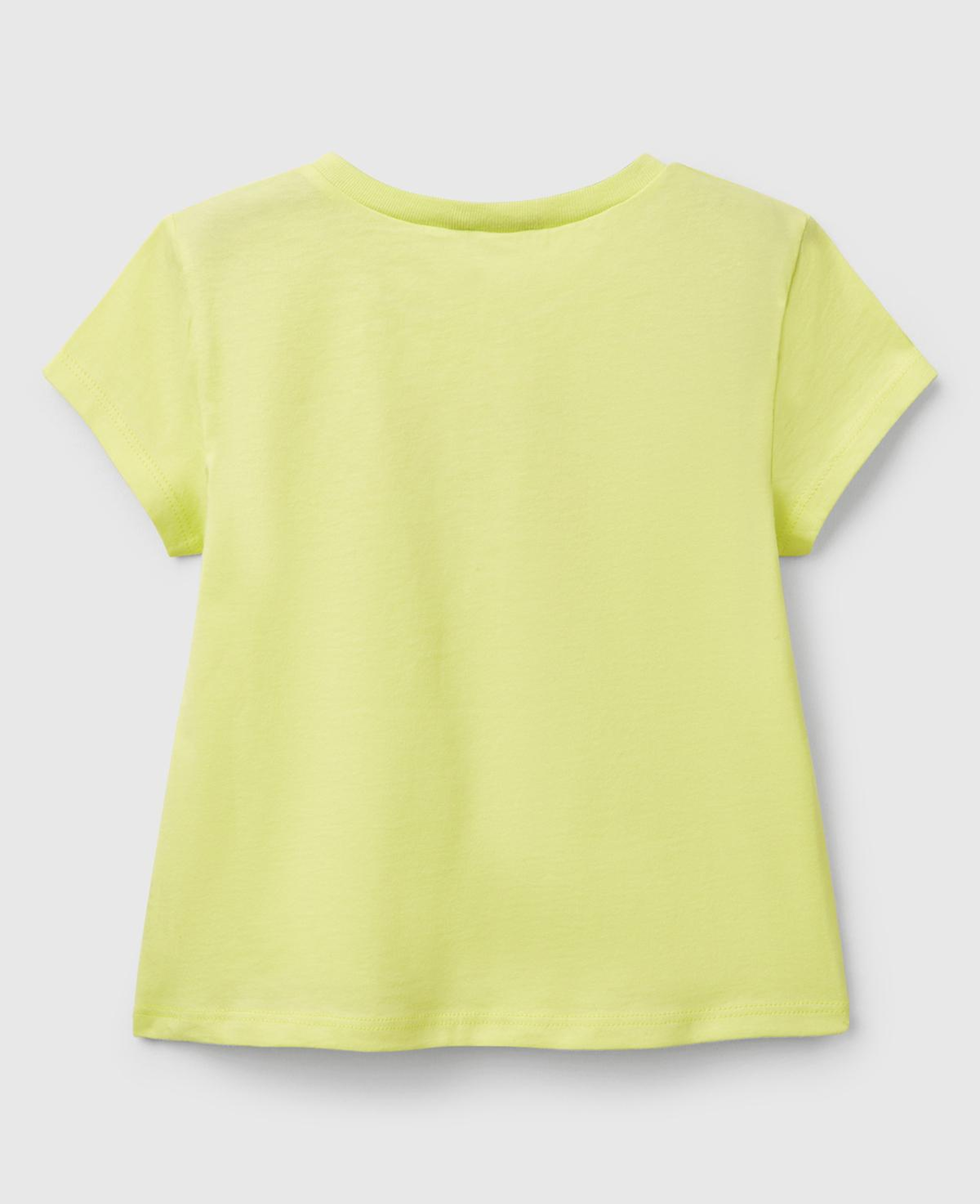 Kız Çocuk Sarı Simli Benetton Logo Baskılı T-Shirt
