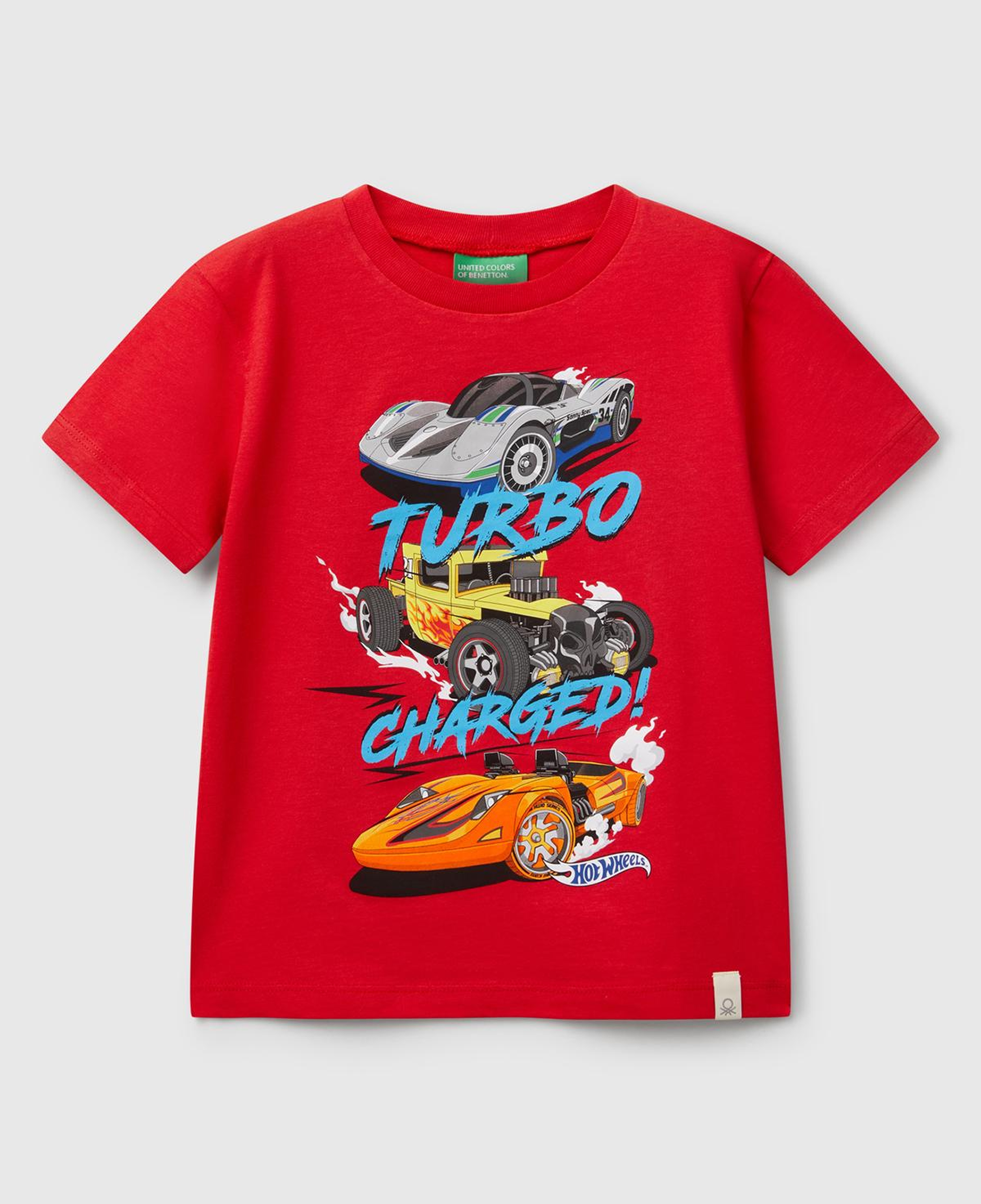 Erkek Çocuk Kırmızı Hot Wheels Baskılı Logo Etiketli T-Shirt