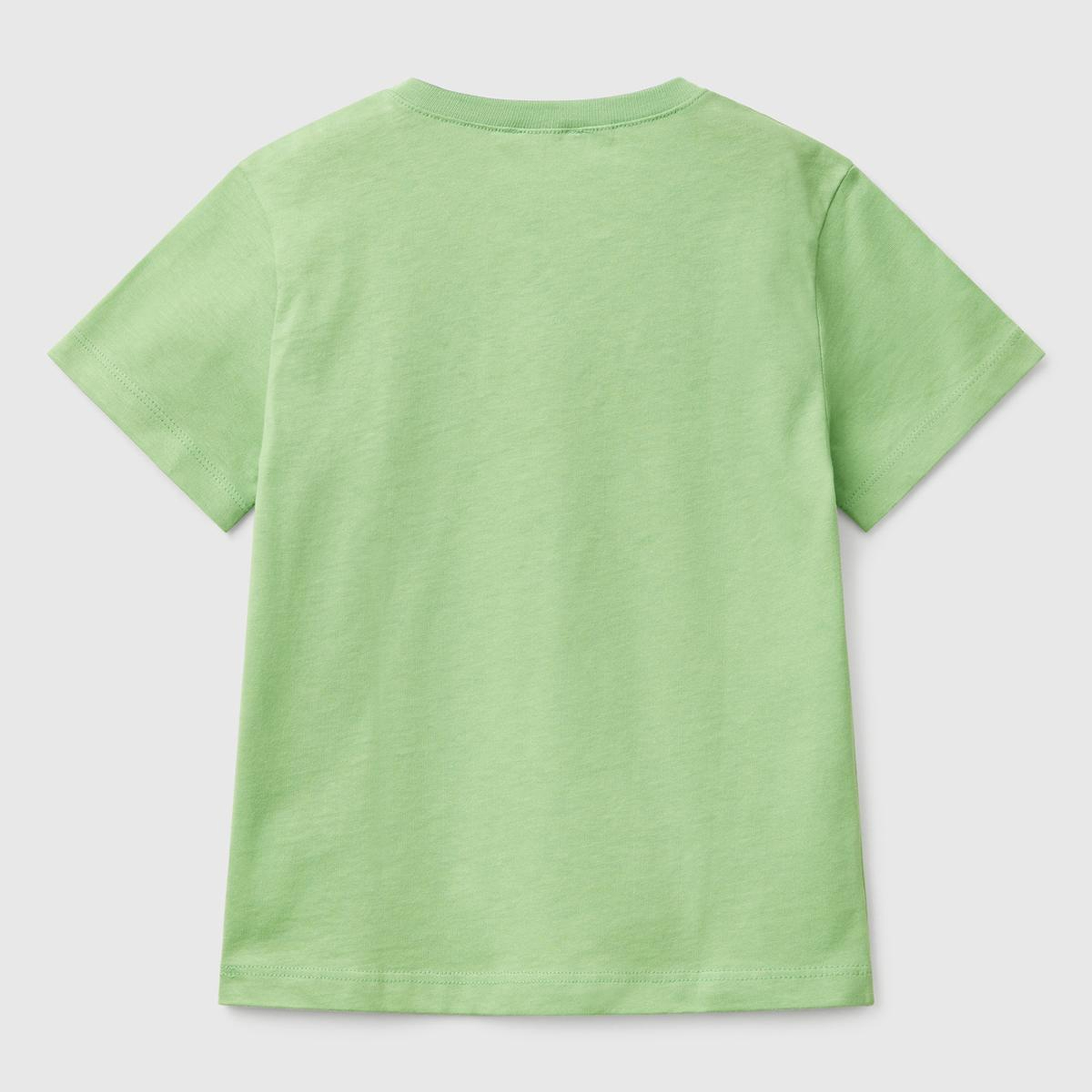 Erkek Çocuk Fıstık Yeşili Benetton Logo Baskılı T-Shirt