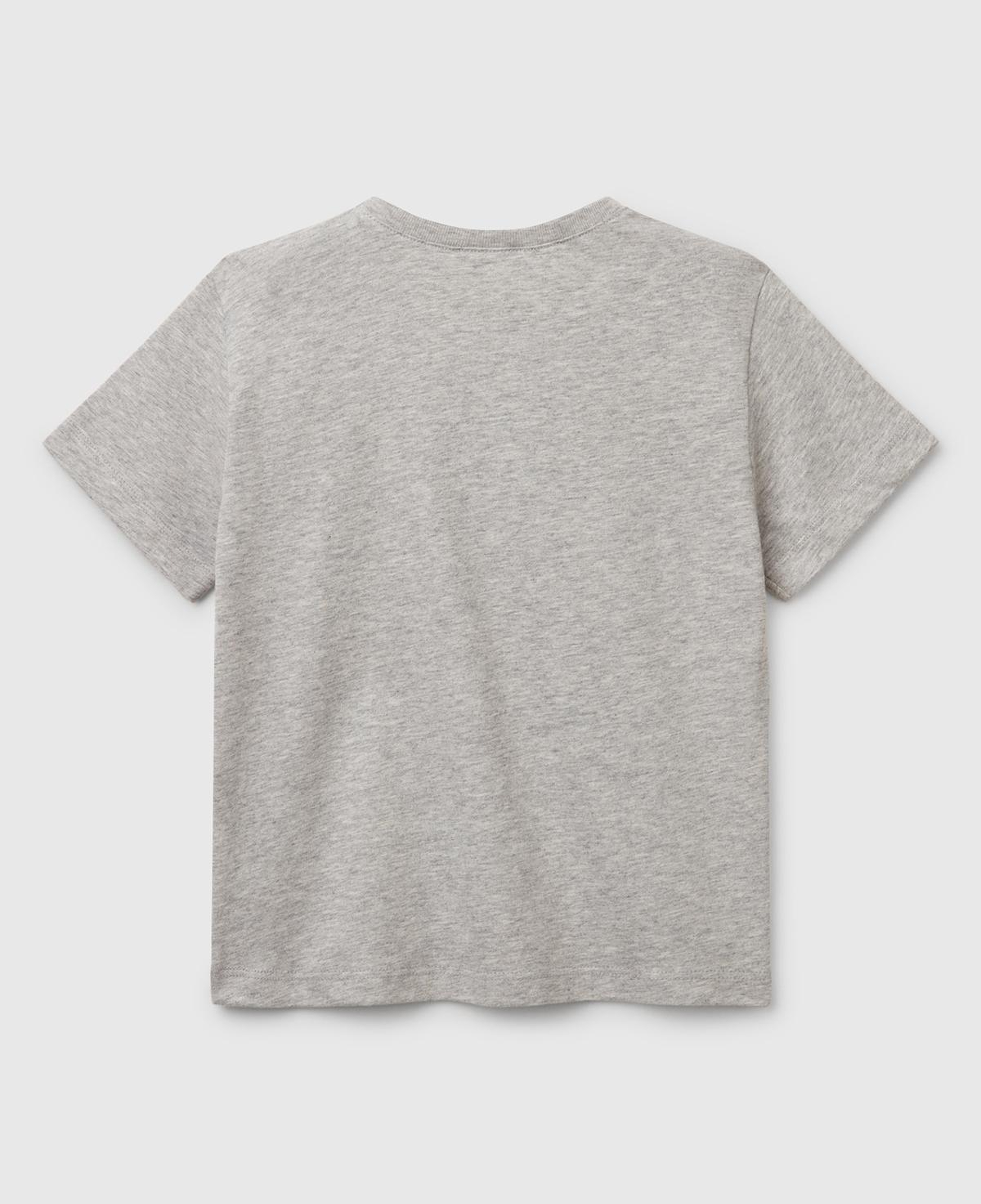 Erkek Çocuk Gri Melanj Benetton Logo Baskılı T-Shirt