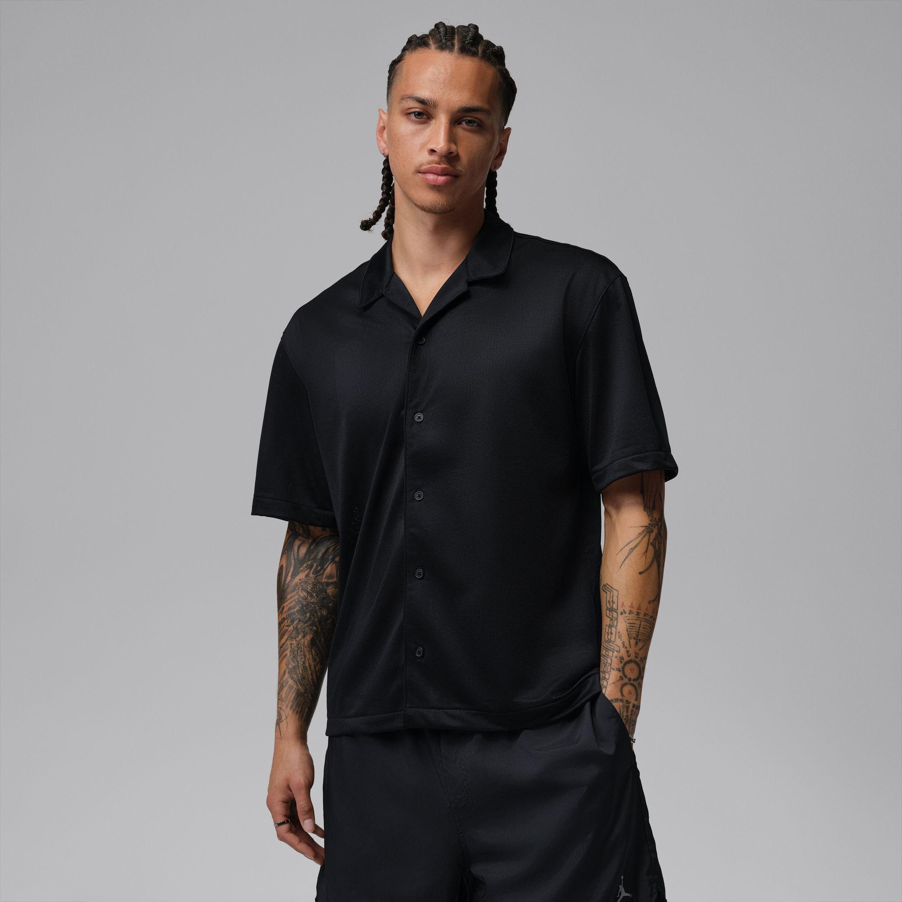 Jordan Brooklyn Festival Button-Down Erkek Siyah Polo