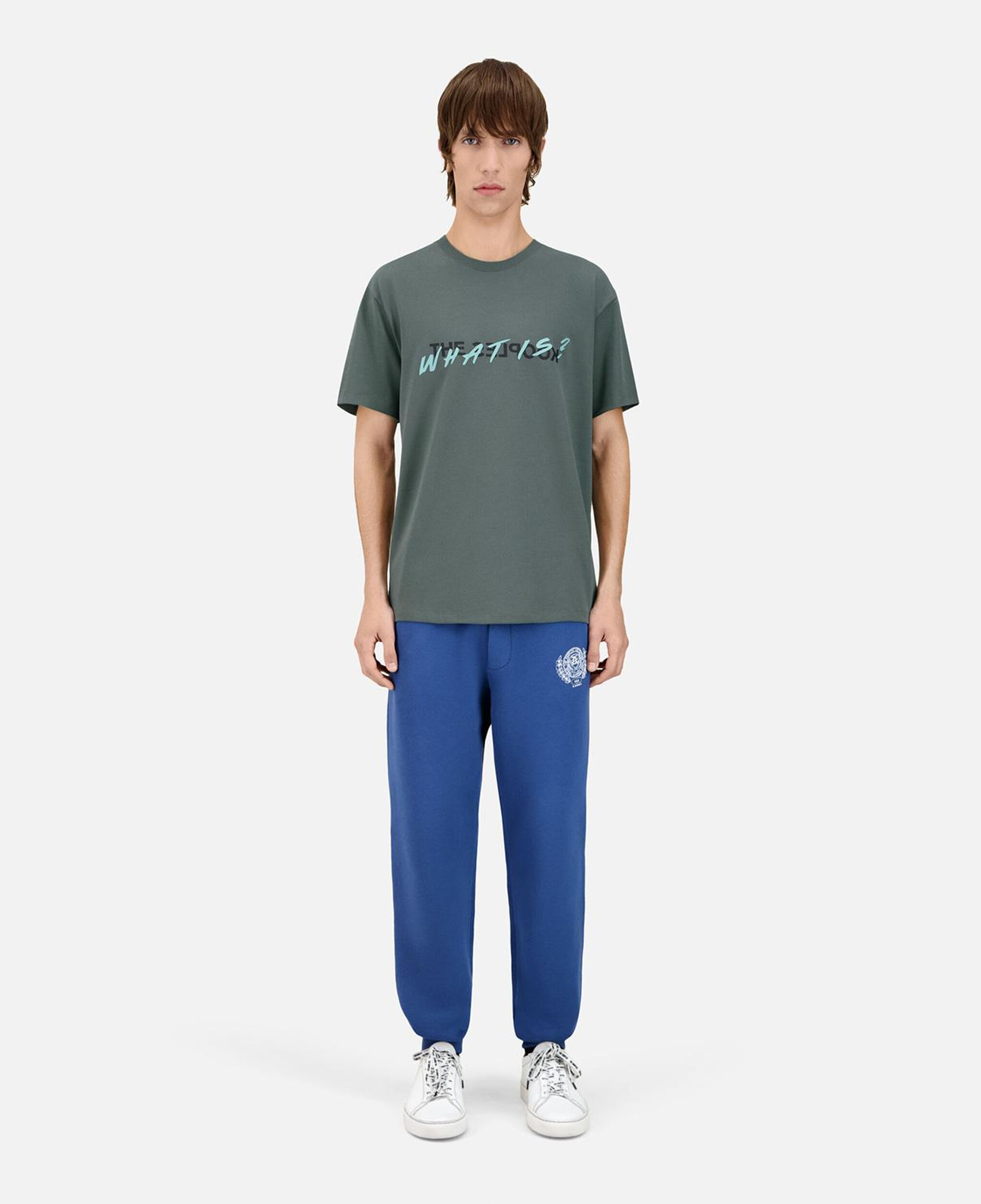 ERKEK BASKILI BİSİKLET YAKA YEŞİL T-SHIRT