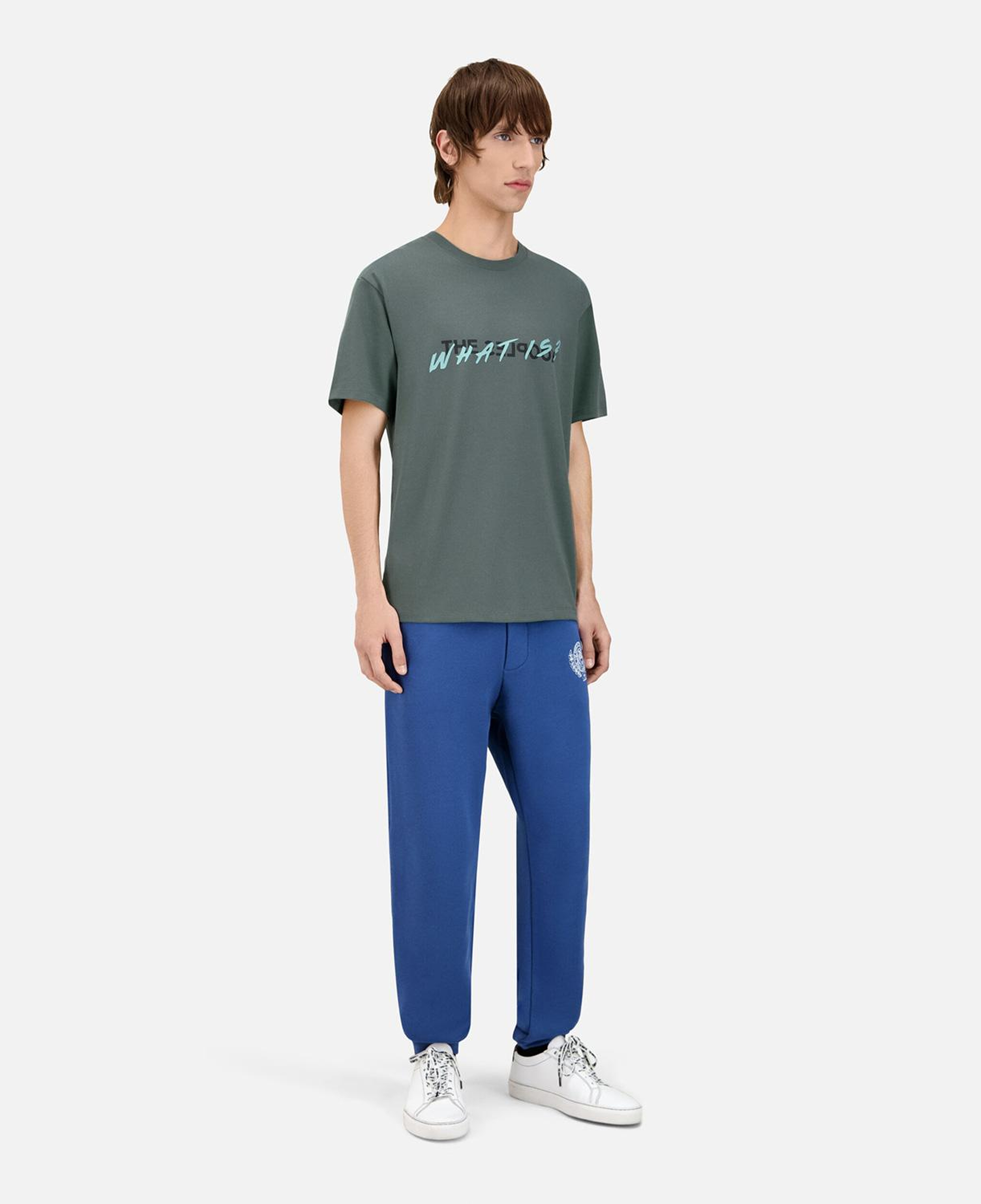 ERKEK BASKILI BİSİKLET YAKA YEŞİL T-SHIRT