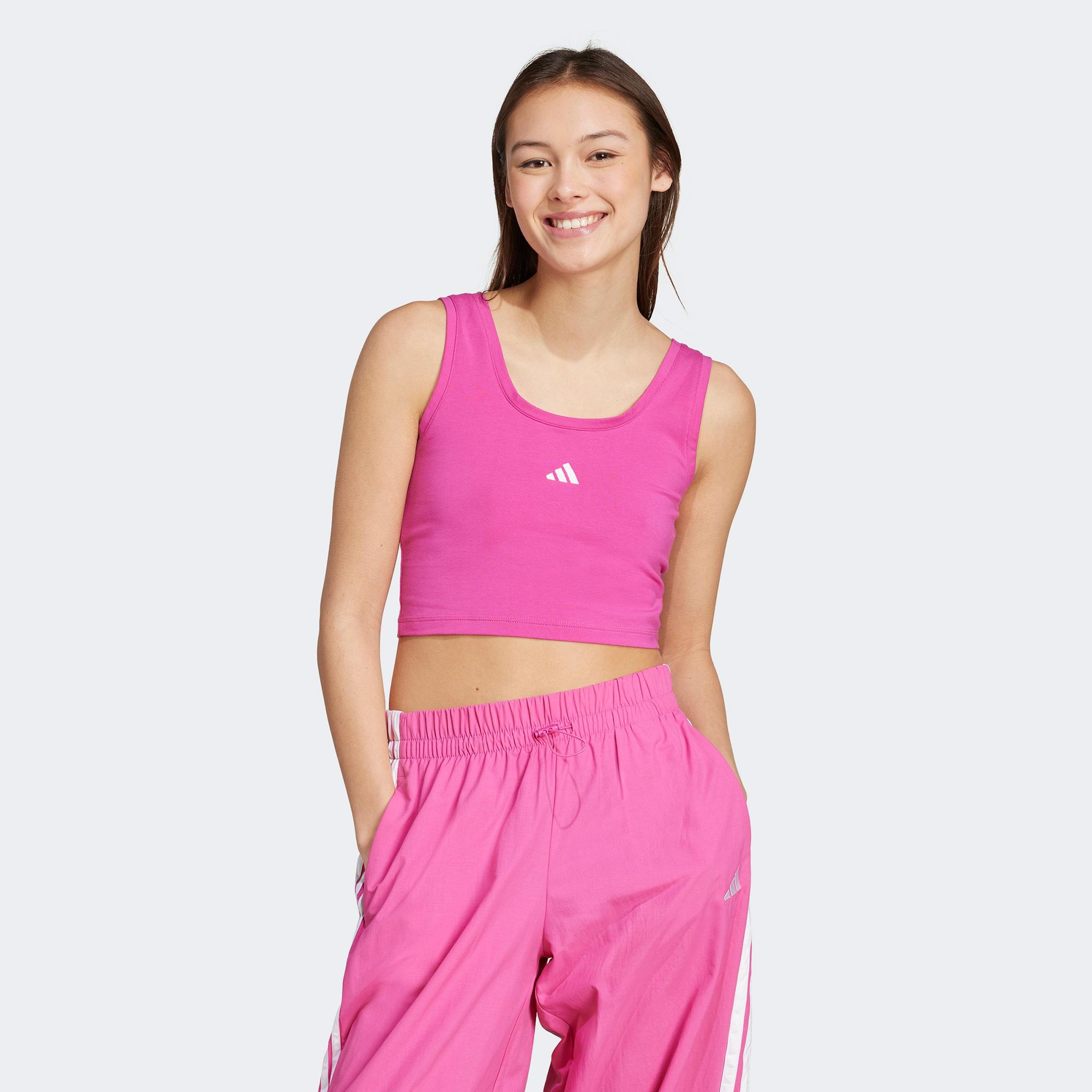 adidas Essentials Small Logo Cotton Lifestyle Kadın Pembe Atlet