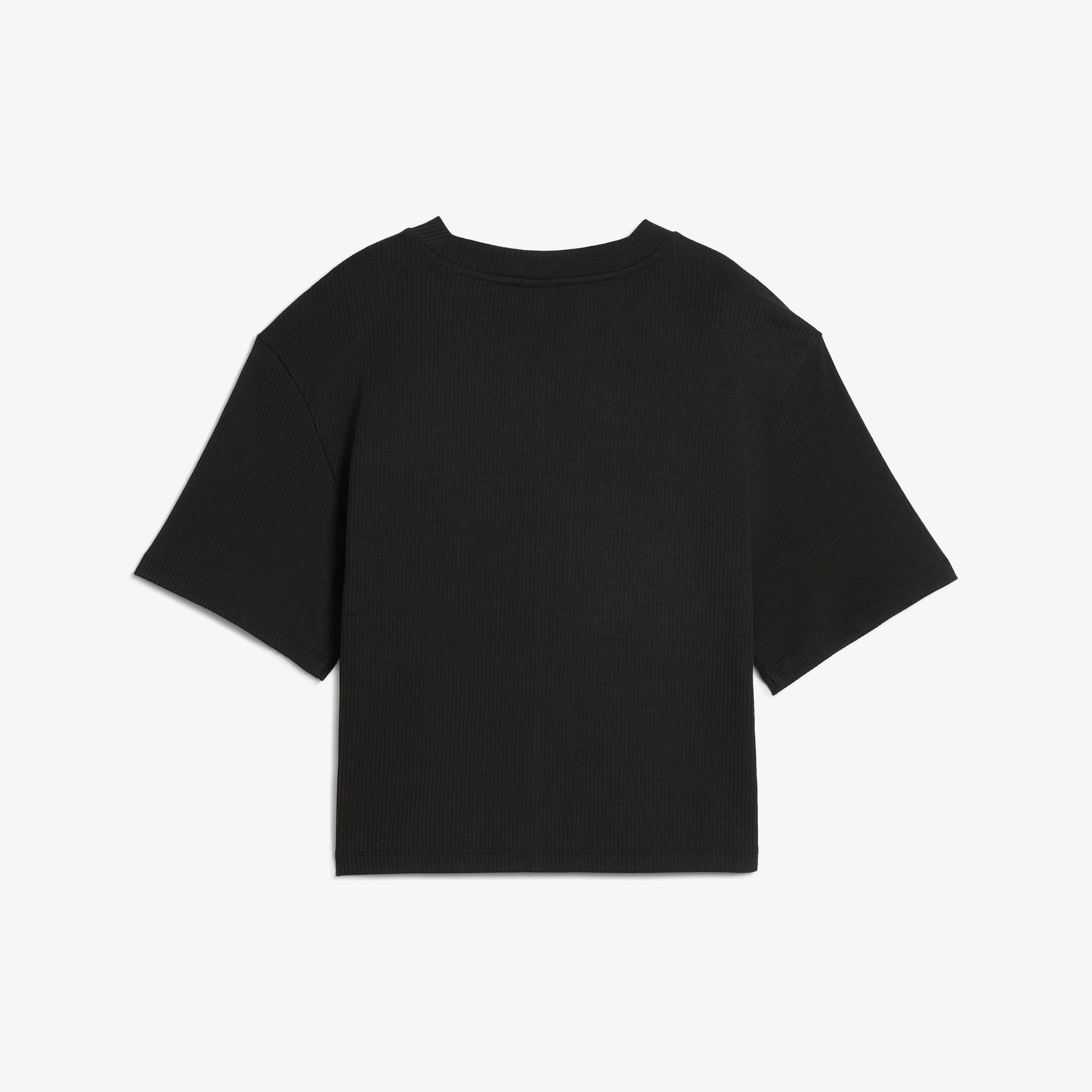 Puma Classıcs Ribbed Relaxed Kadın Siyah T-Shirt