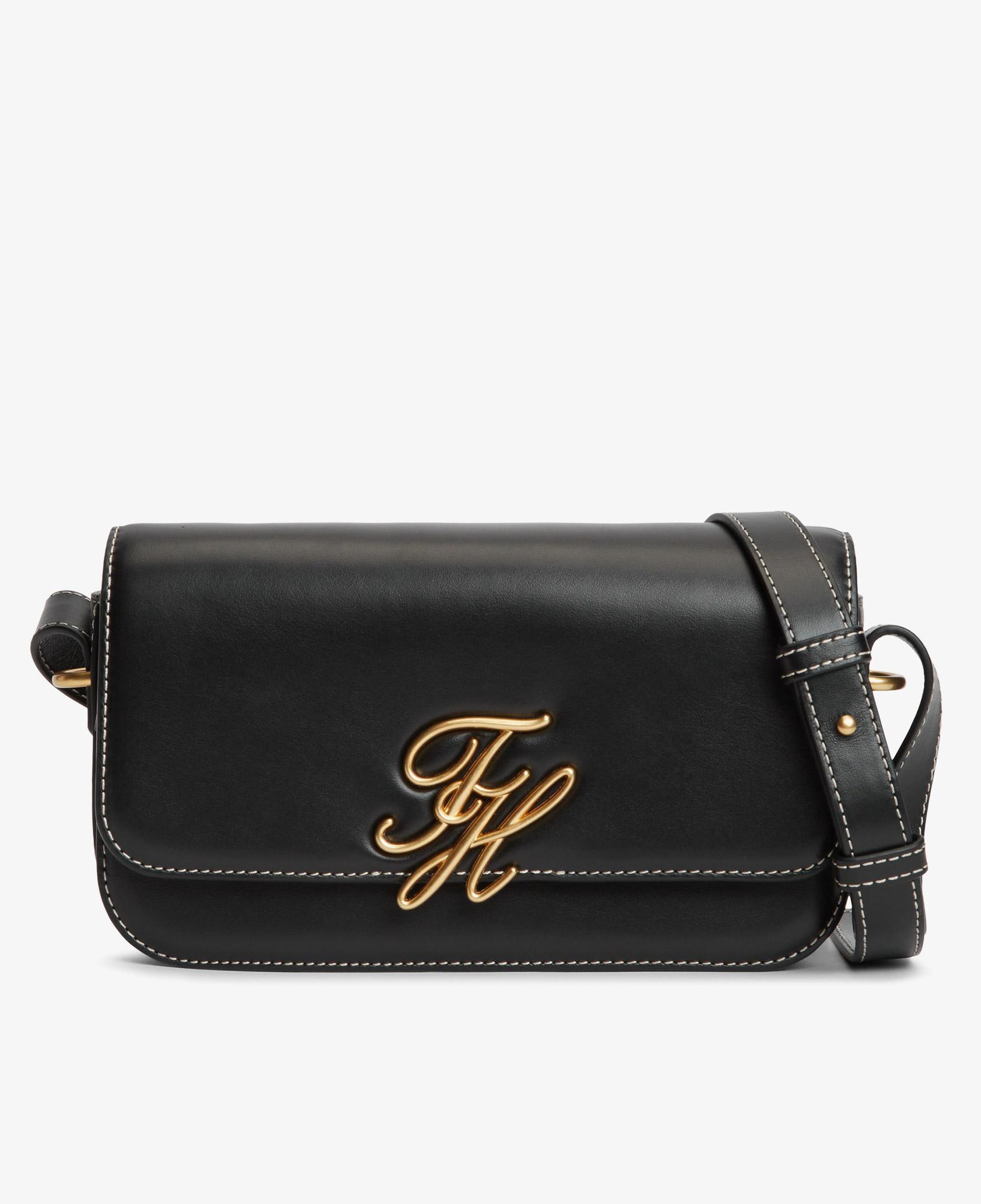 Tommy Hilfiger Script Leather Kadın Siyah Çapraz Çanta