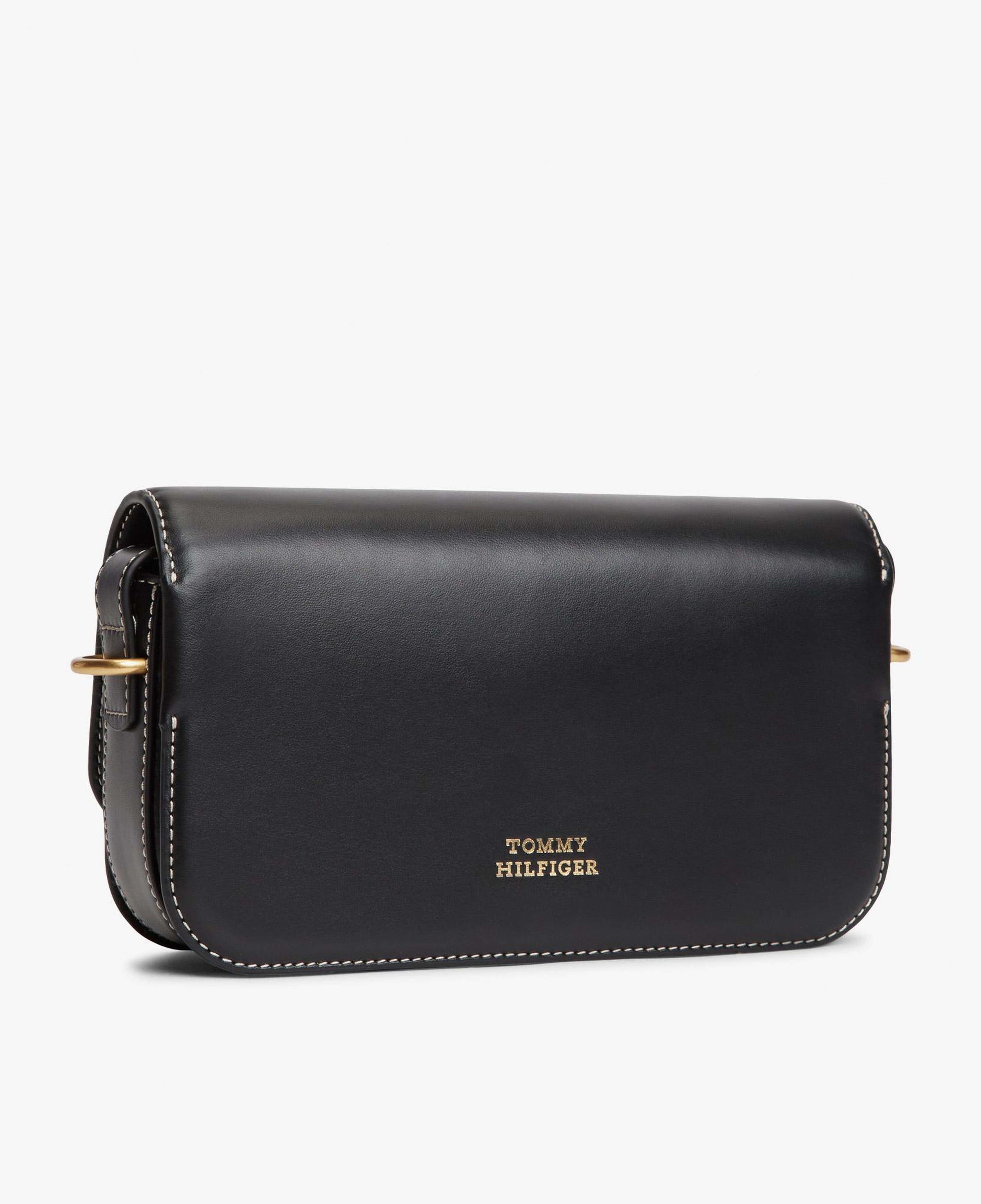 Tommy Hilfiger Script Leather Kadın Siyah Çapraz Çanta