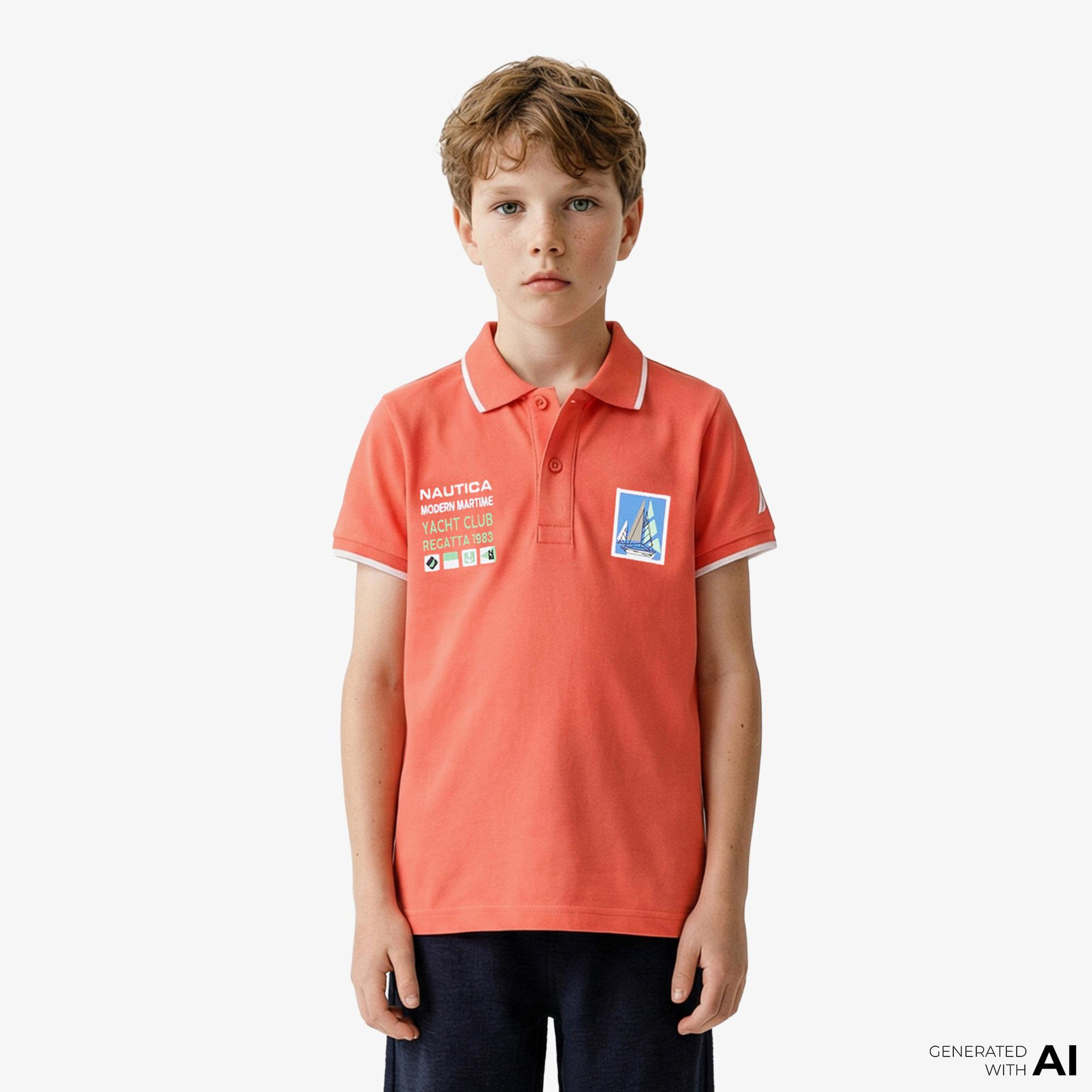 Nautica Erkek Çocuk Kırmızı Regular Fit Polo Yaka T-Shirt