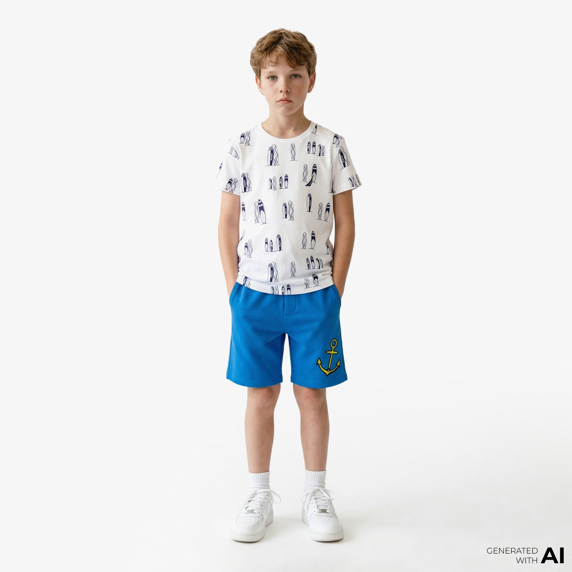 Nautica Erkek Çocuk Beyaz Regular Fit Baskılı T-Shirt