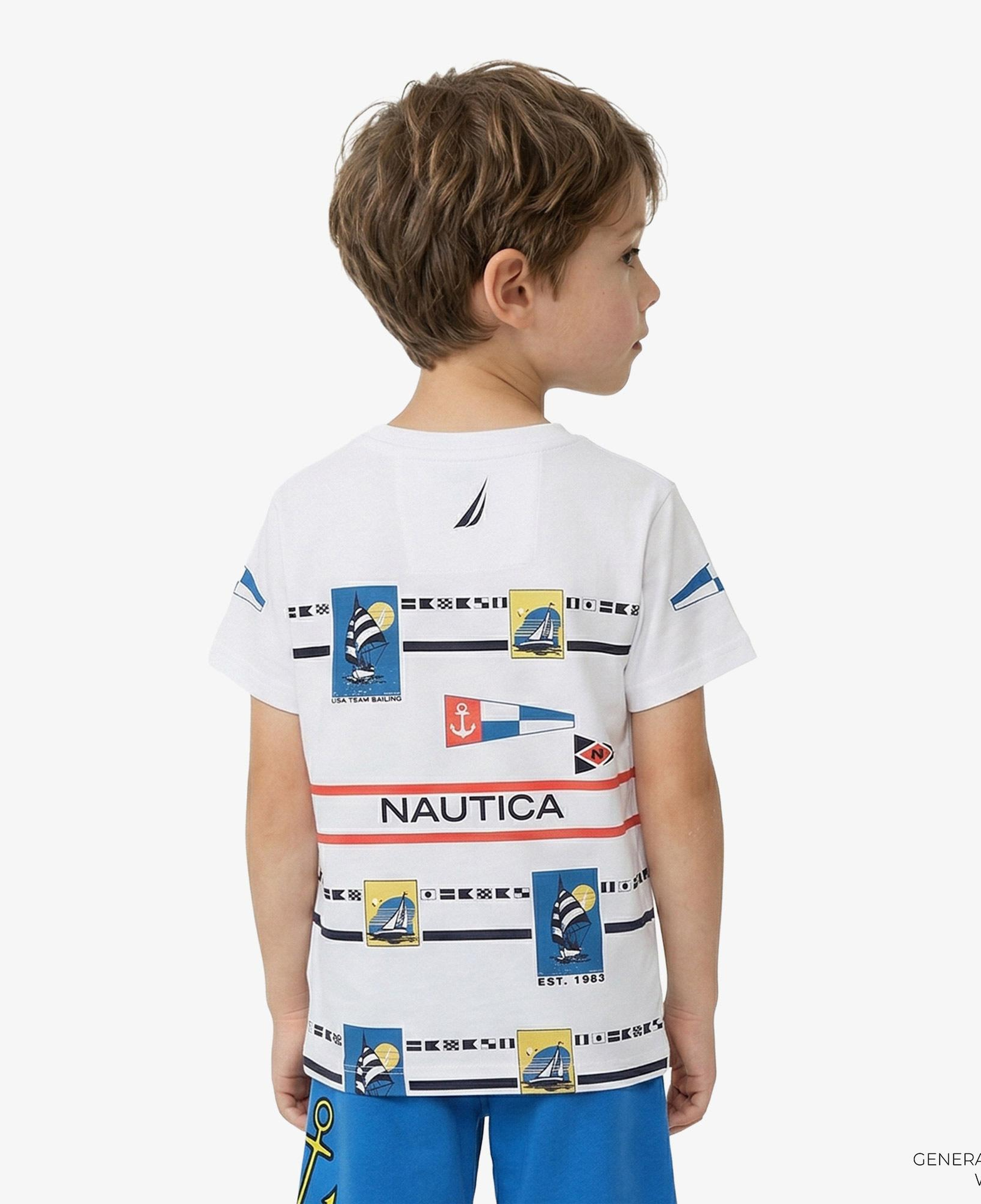 Nautica Erkek Çocuk Beyaz Regular Fit Baskılı T-Shirt