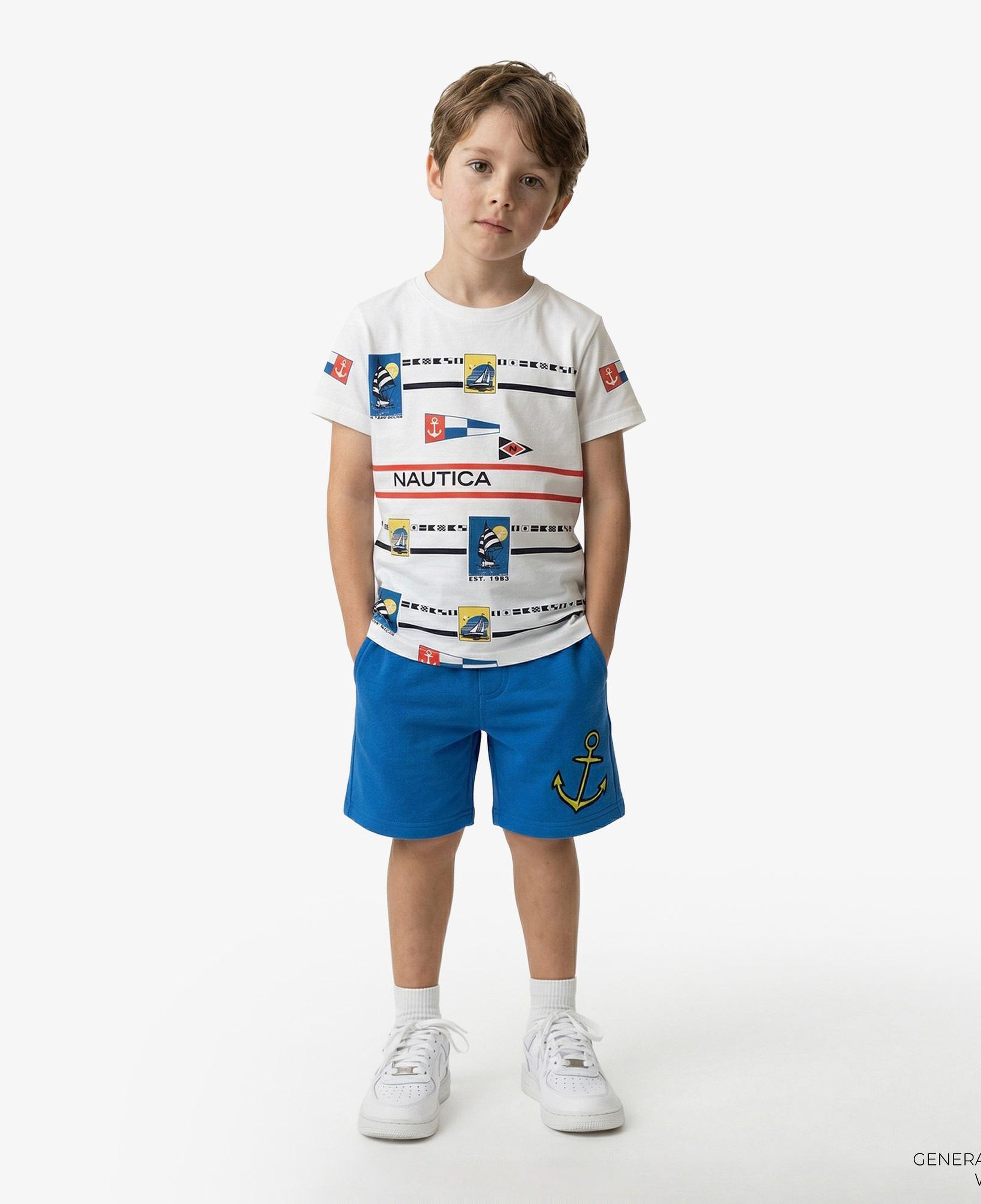 Nautica Erkek Çocuk Beyaz Regular Fit Baskılı T-Shirt