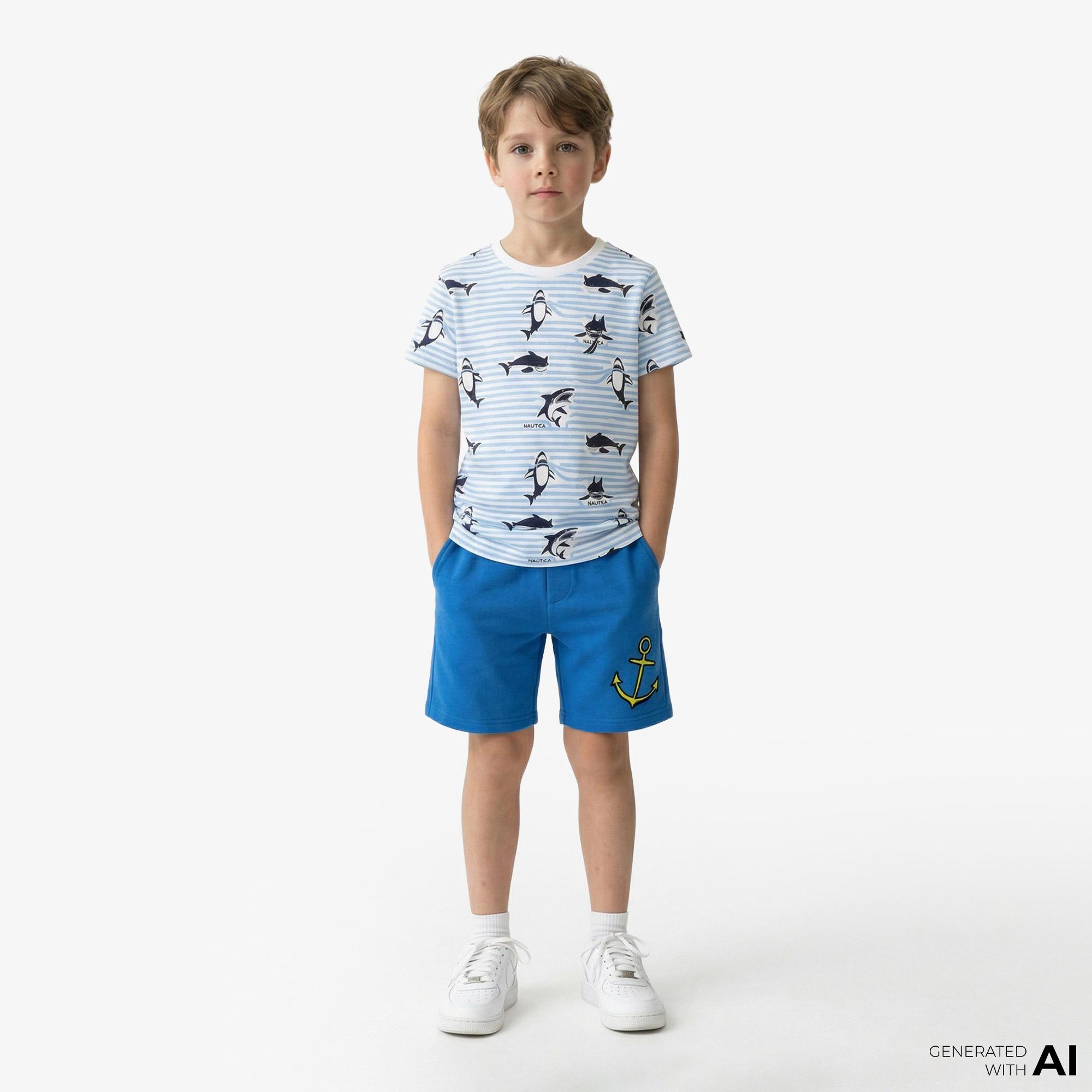 Nautica Erkek Çocuk Mavi Regular Fit Baskılı T-Shirt
