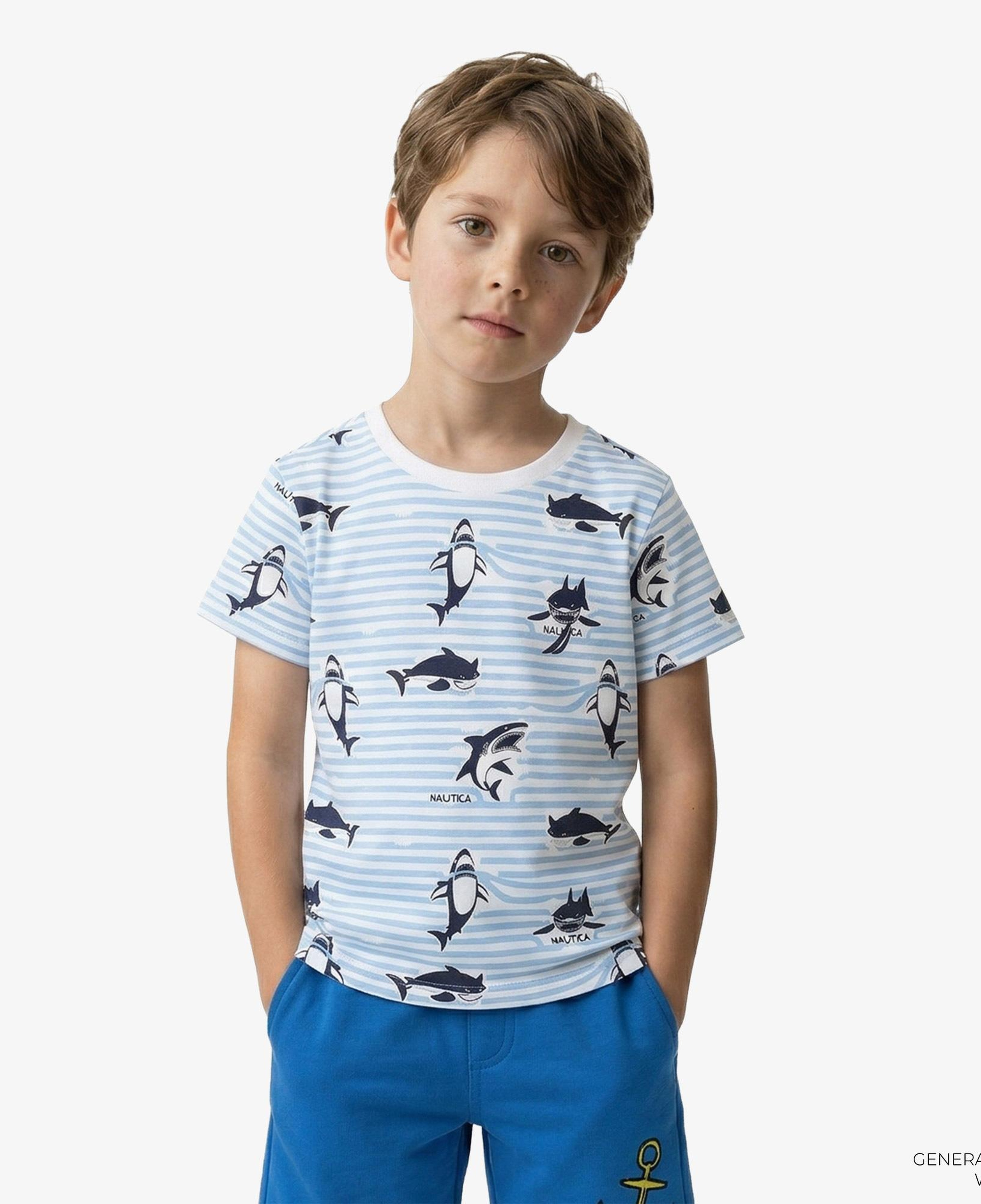 Nautica Erkek Çocuk Mavi Regular Fit Baskılı T-Shirt