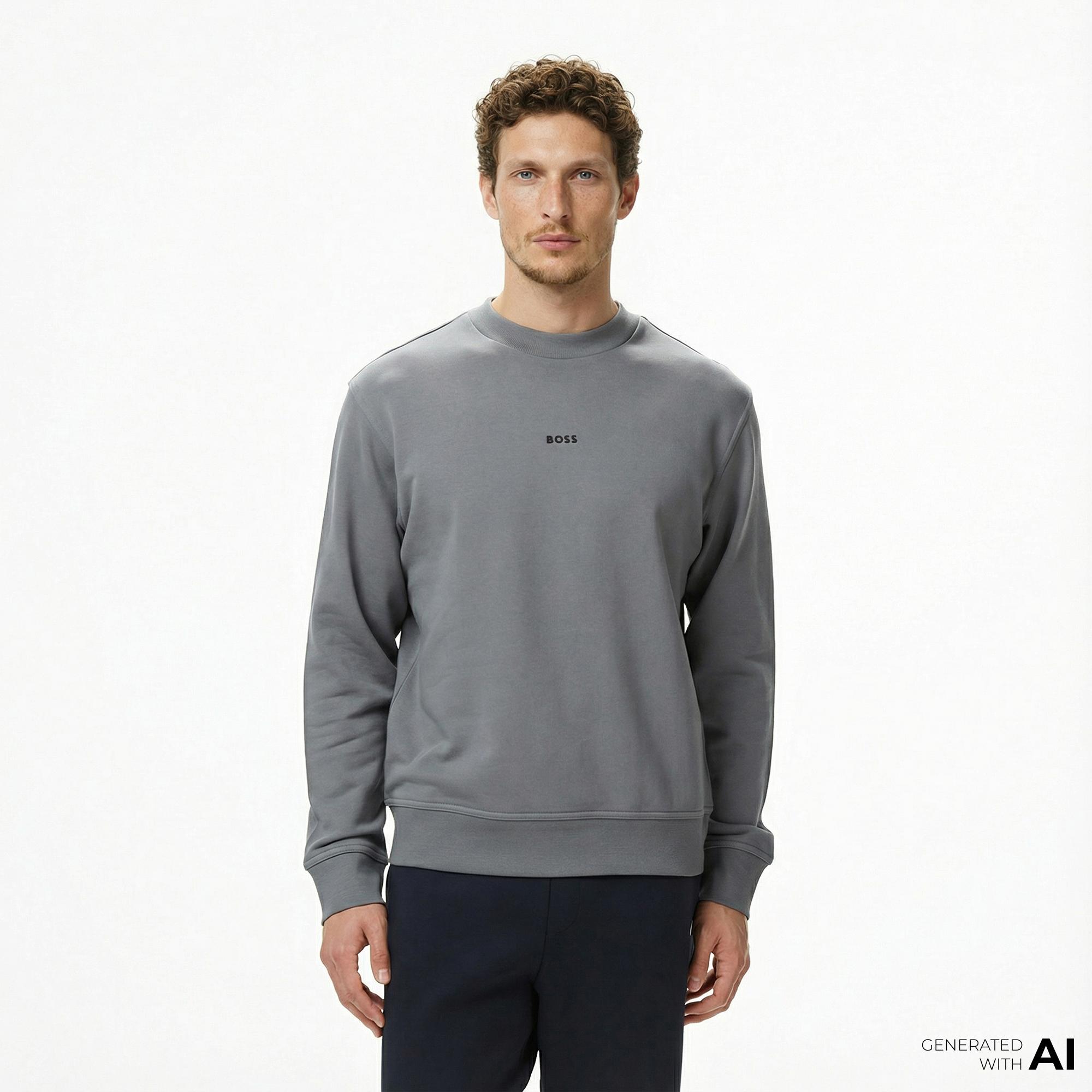 Boss Erkek Gri Sweatshirt