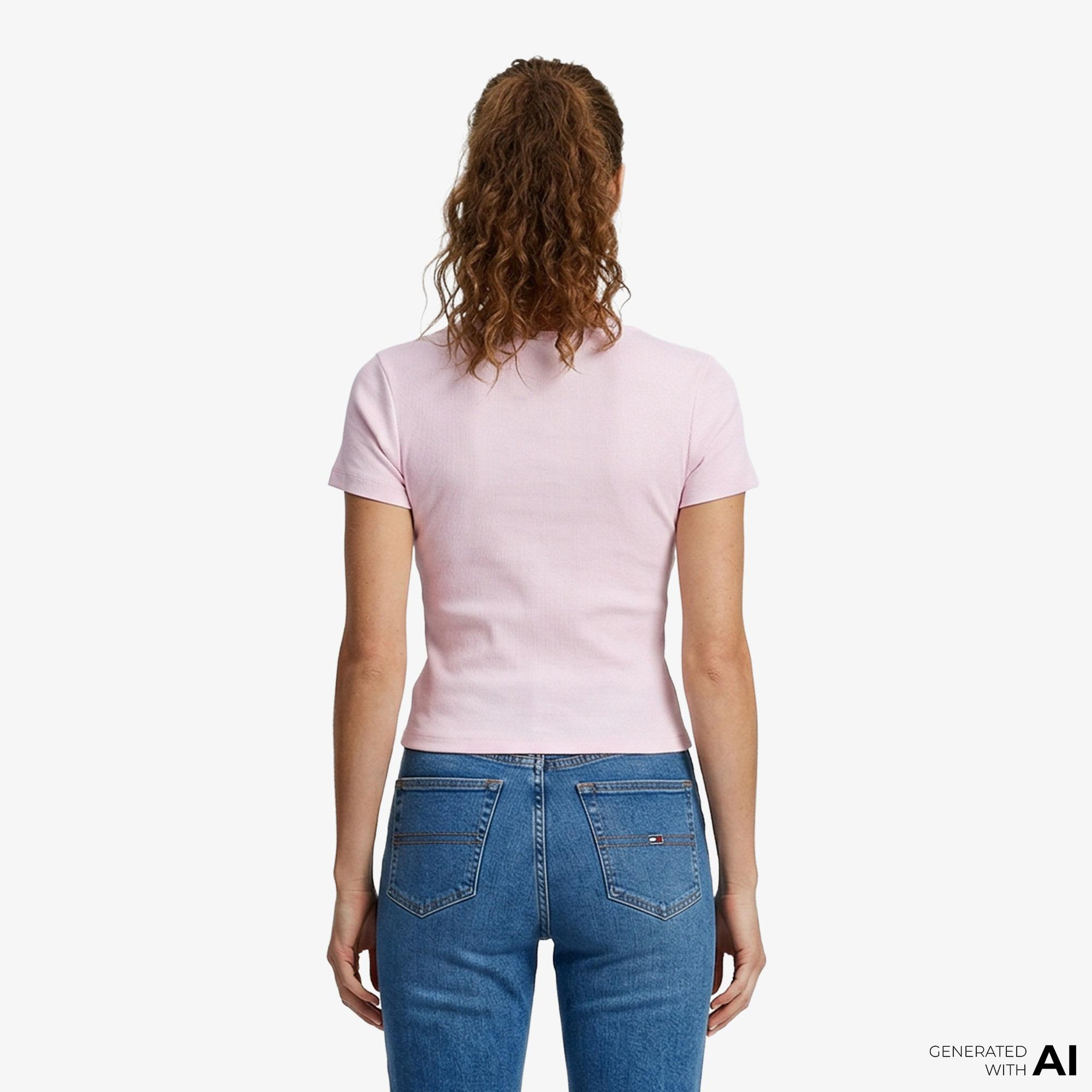 Tommy Hilfiger Badge Kadın Pembe T-Shirt