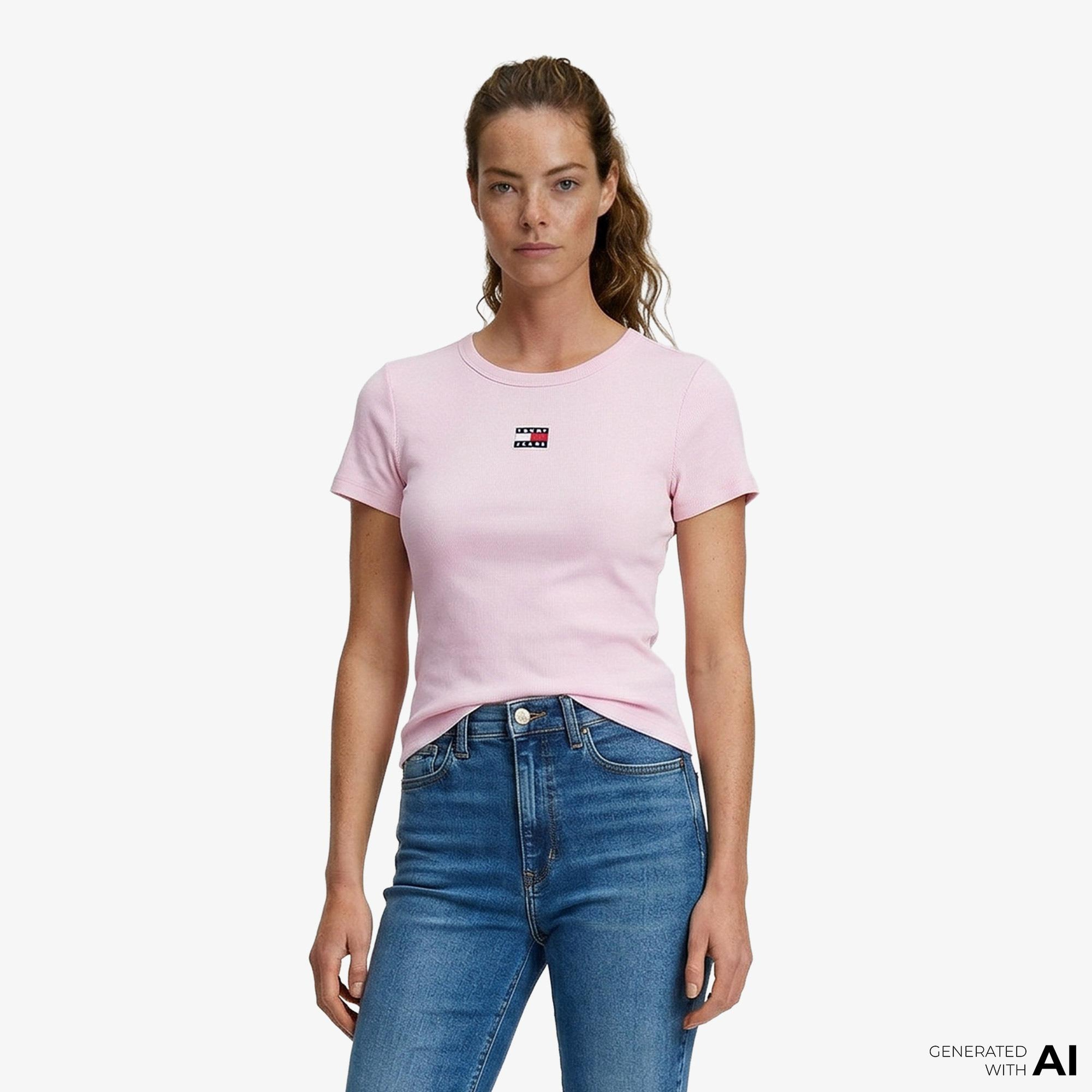 Tommy Hilfiger Badge Kadın Pembe T-Shirt
