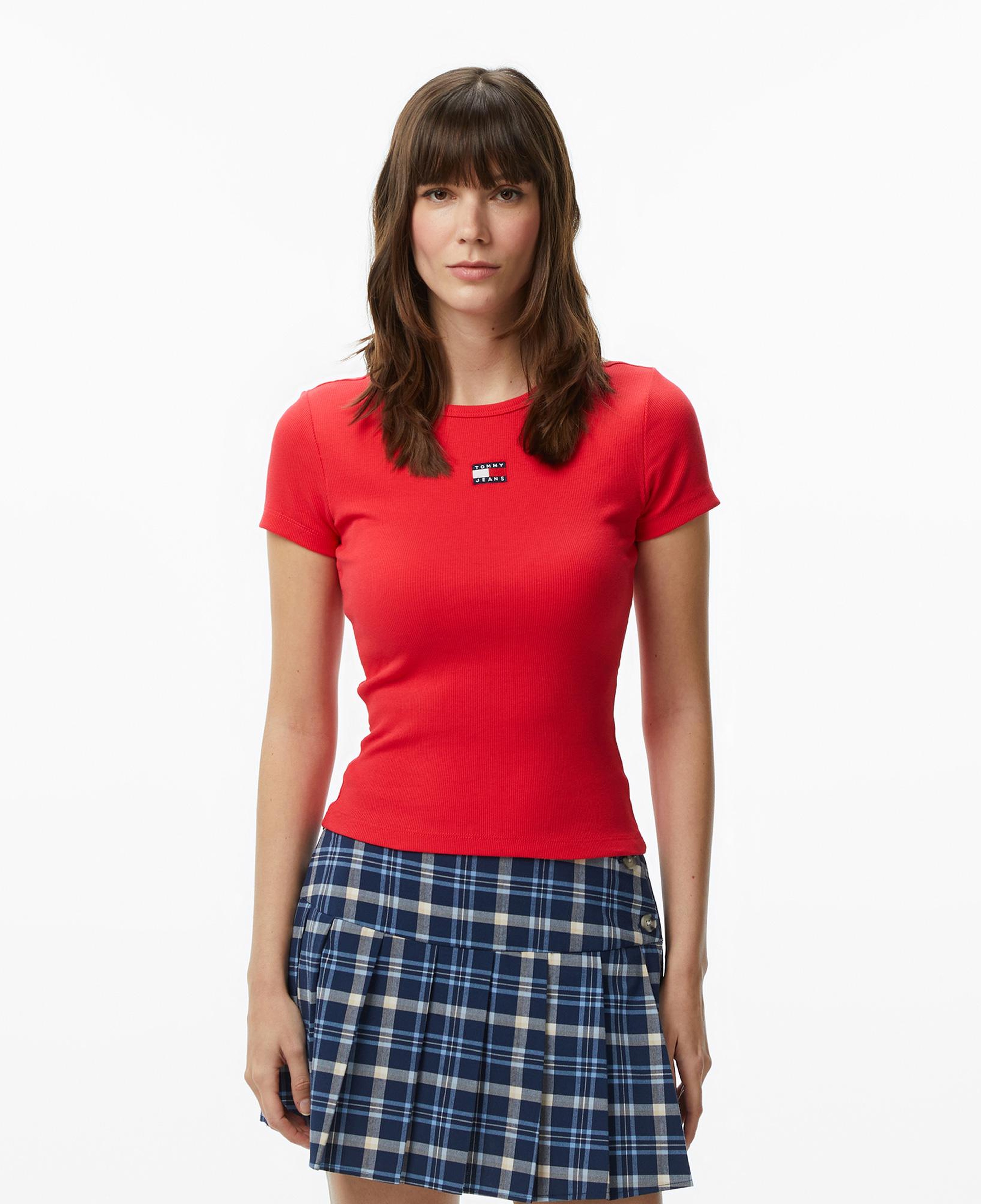 Tommy Hilfiger Badge Kadın Kırmızı T-Shirt