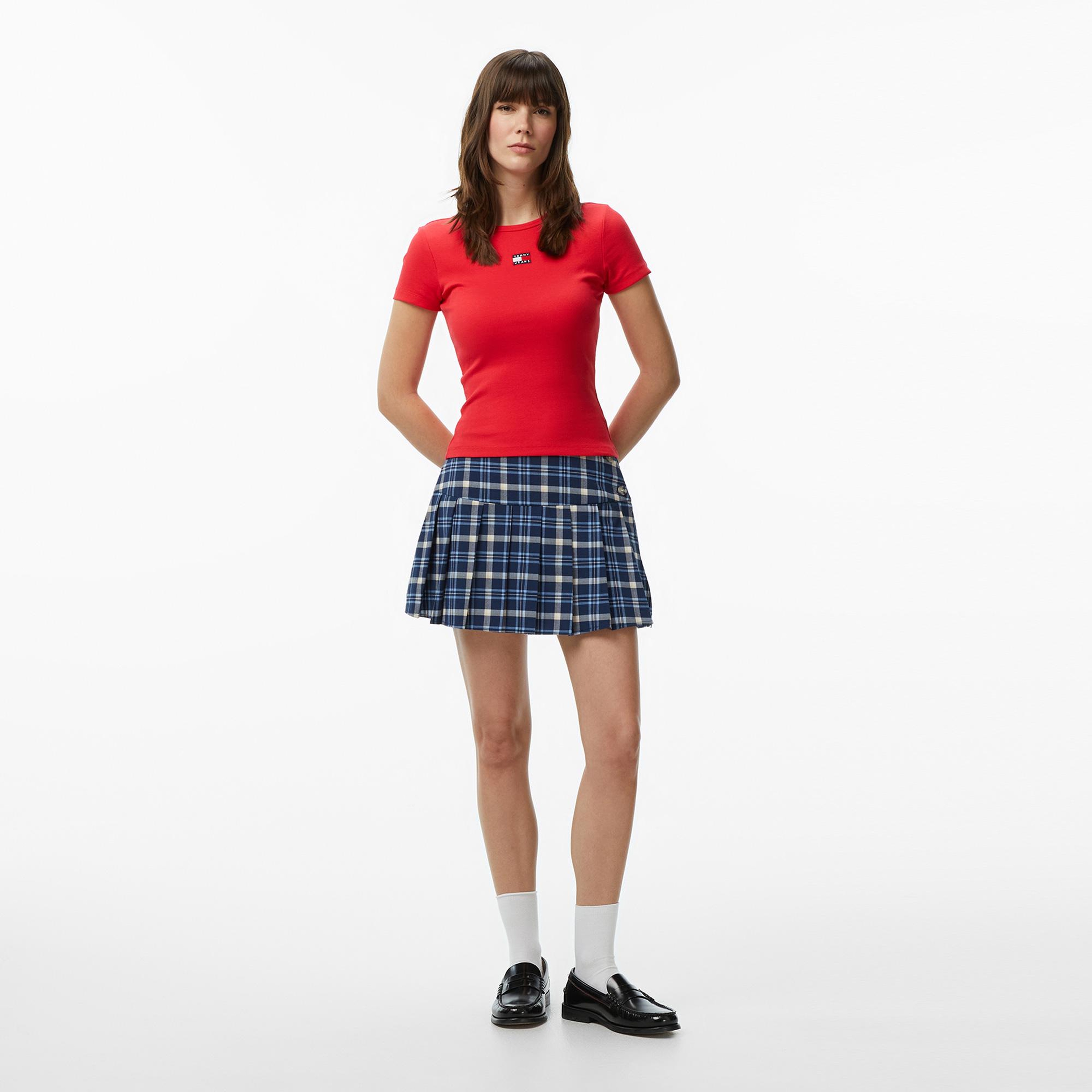 Tommy Hilfiger Badge Kadın Kırmızı T-Shirt