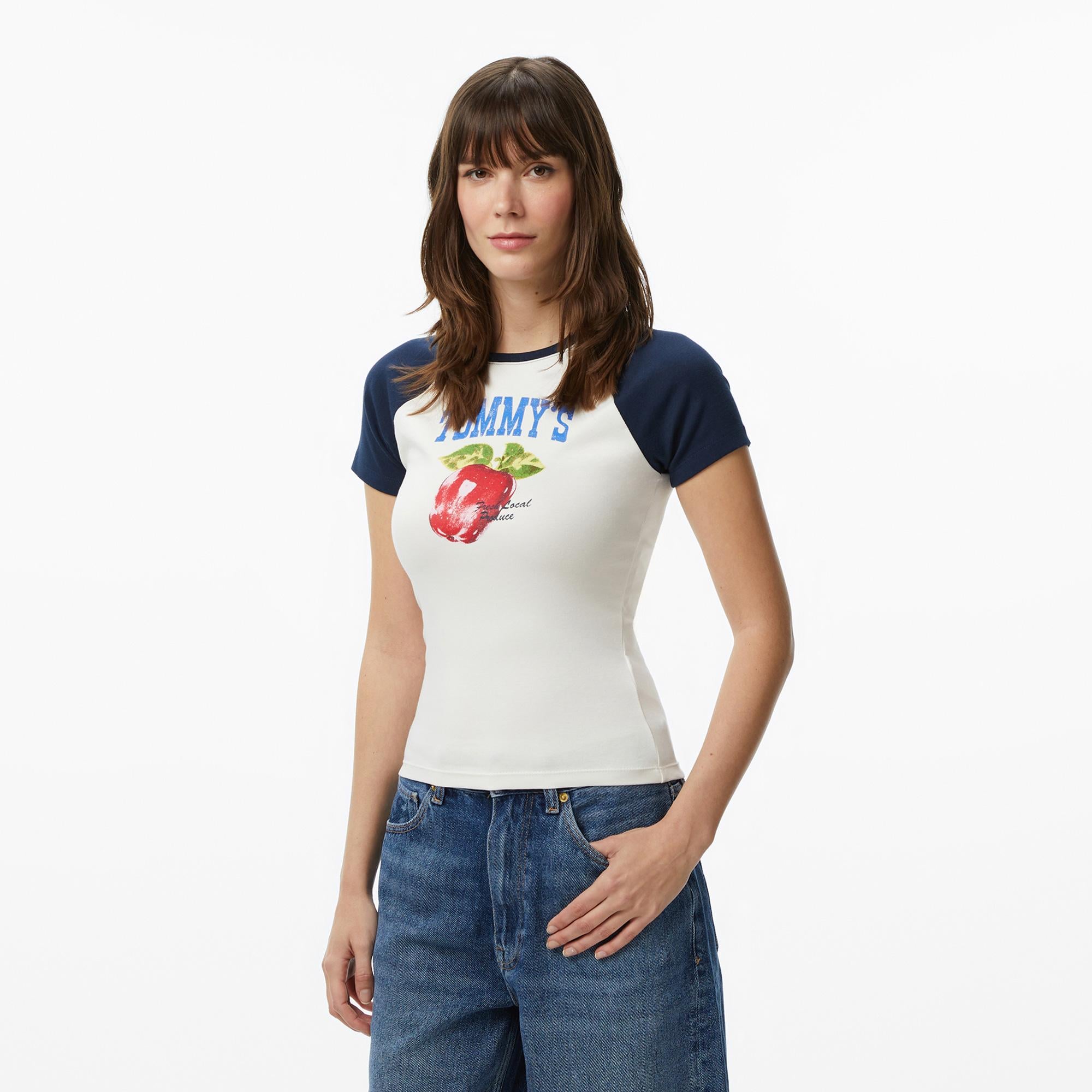 Tommy Hilfiger Novelty Kadın Beyaz T-Shirt