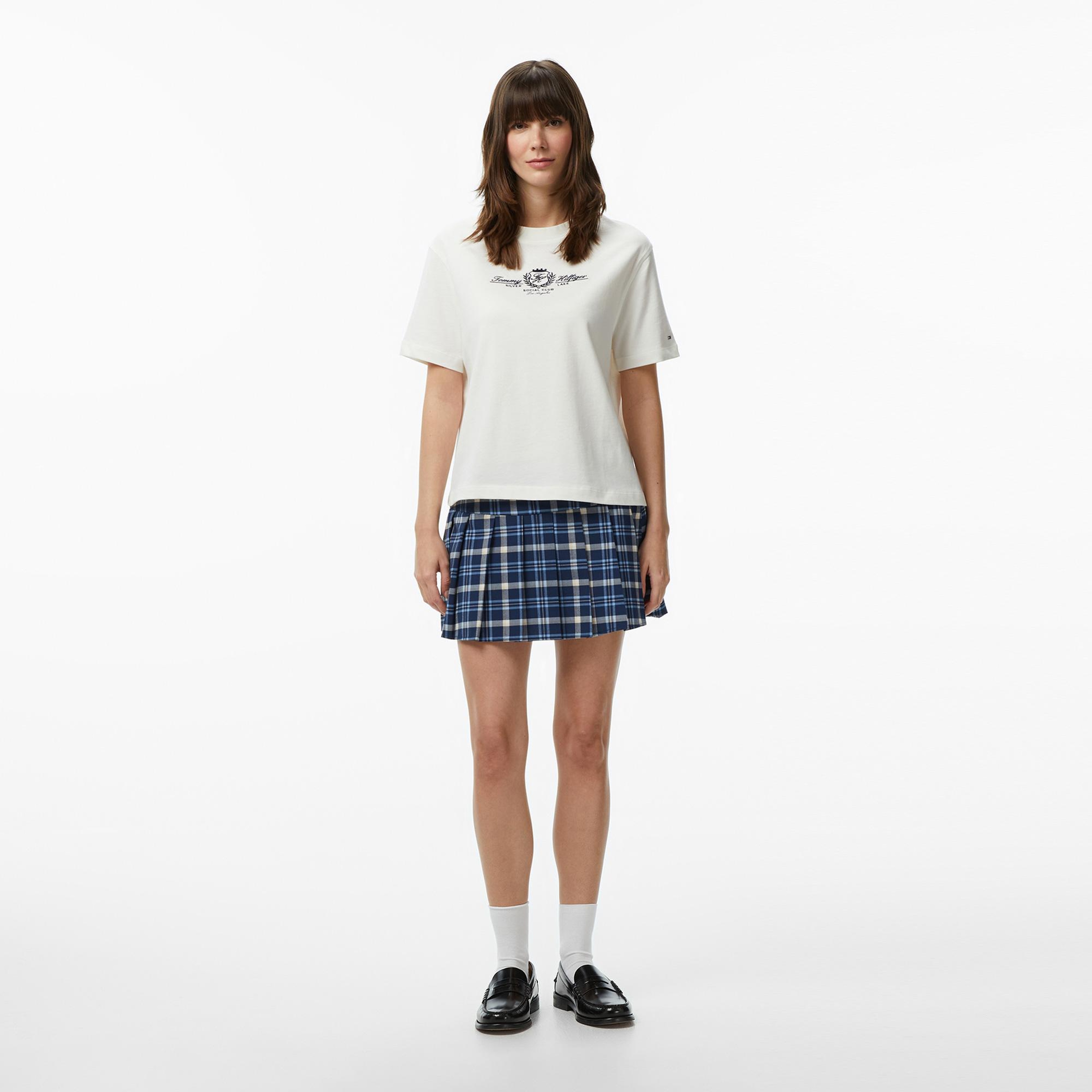 Tommy Hilfiger Varsity Crest Kadın Beyaz T-Shirt