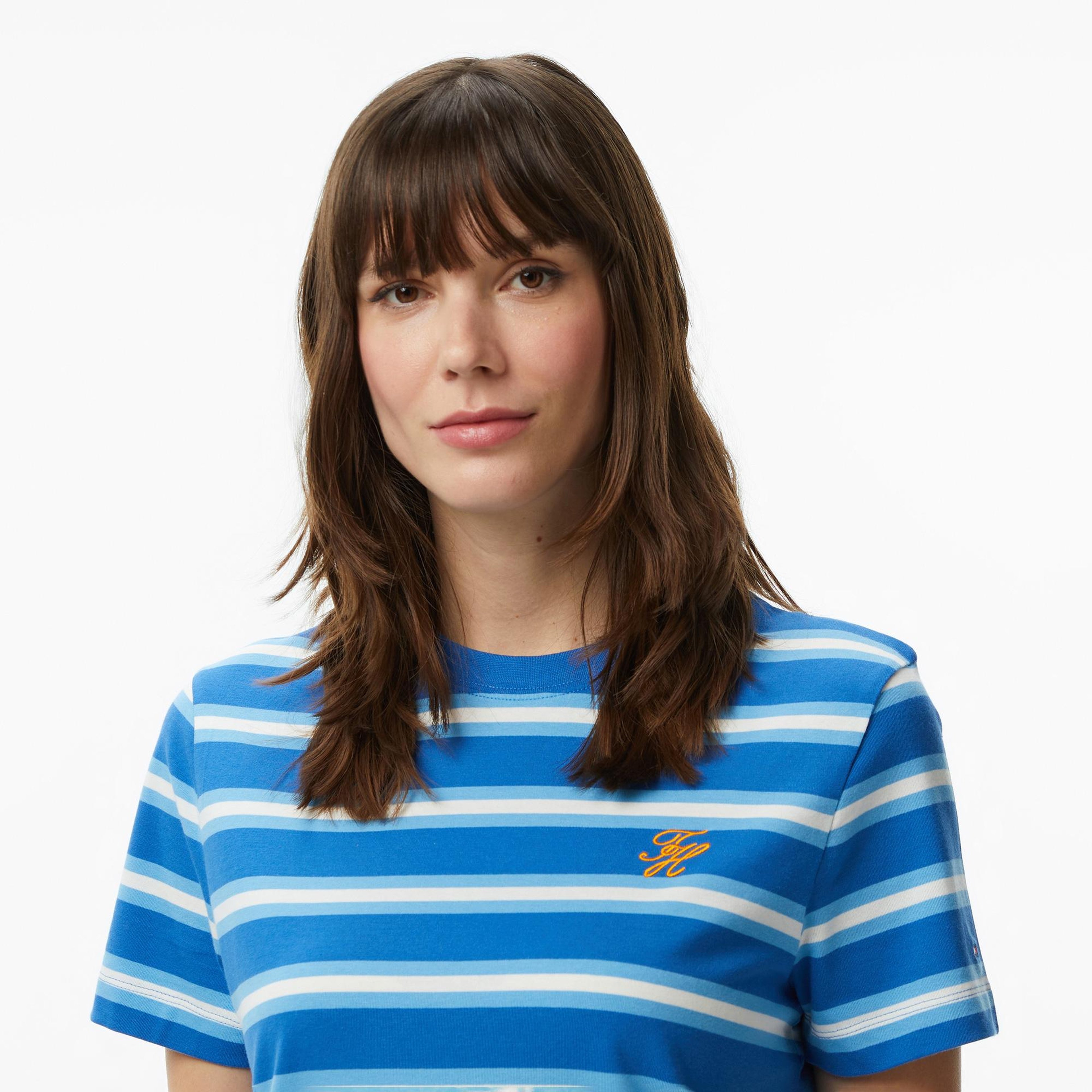 Tommy Hilfiger Script Kadın Mavi T-Shirt