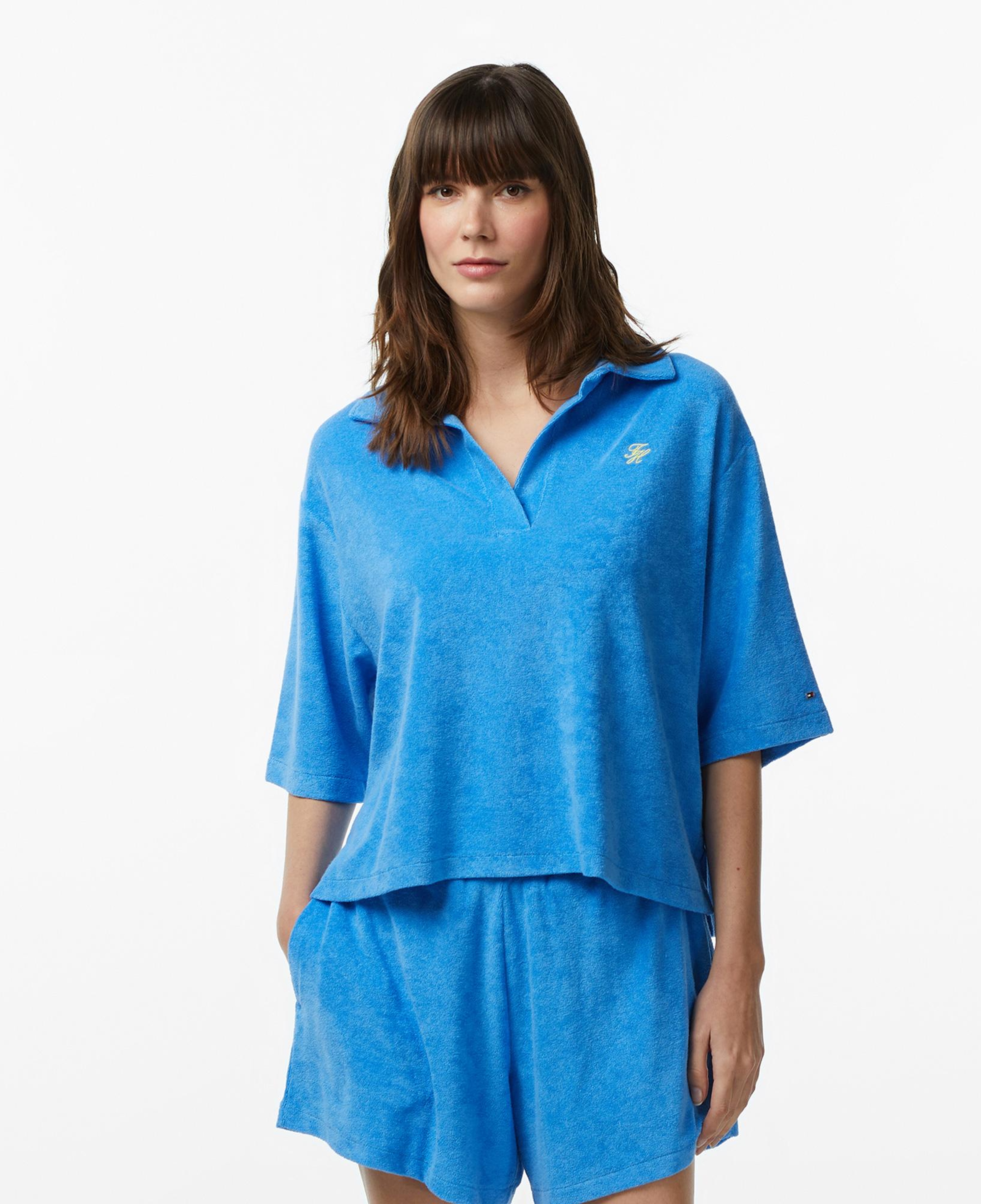 Tommy Hilfiger Cover Up Kadın Mavi Crop T-Shirt