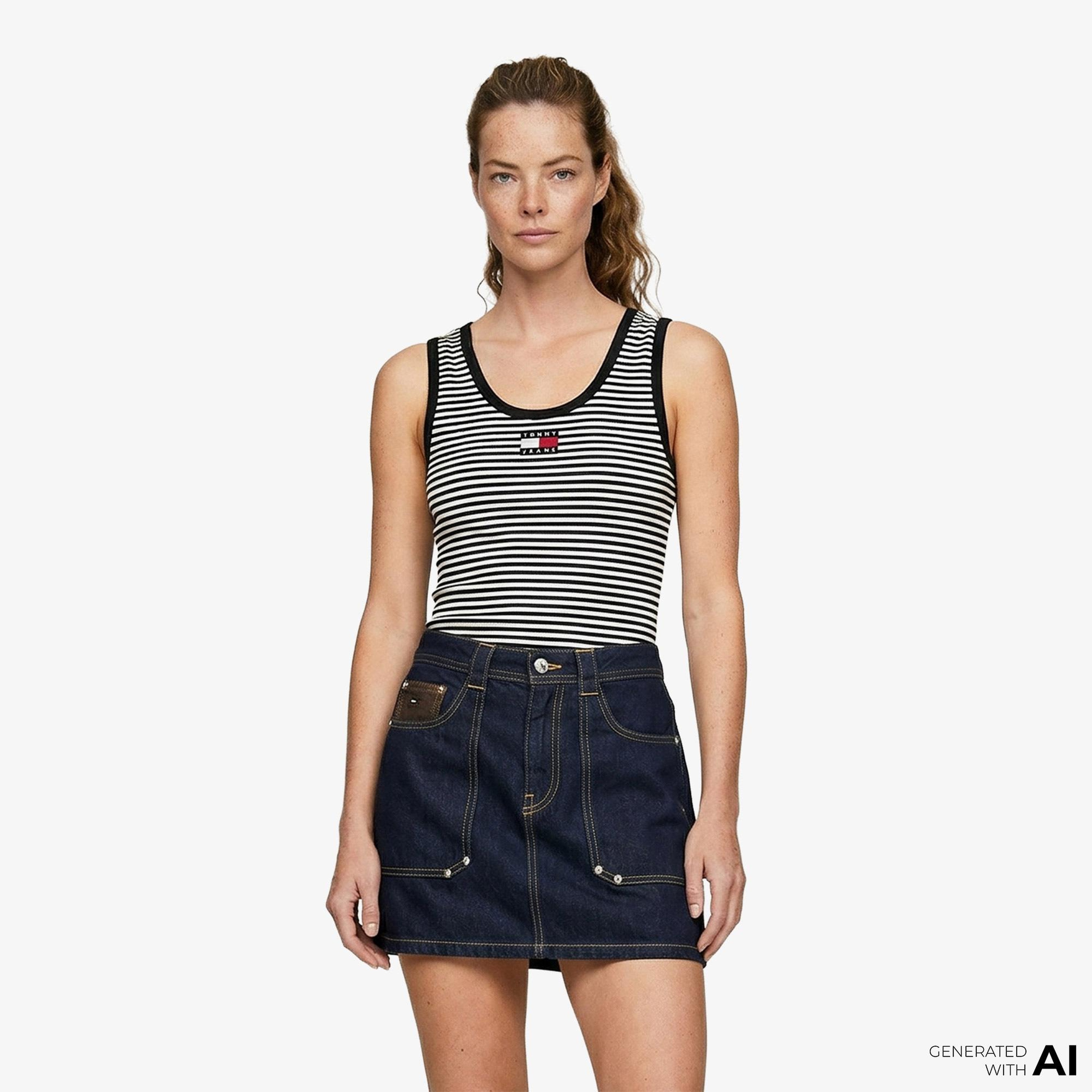 Tommy Hilfiger Denim Essentials Kadın Siyah T-Shirt