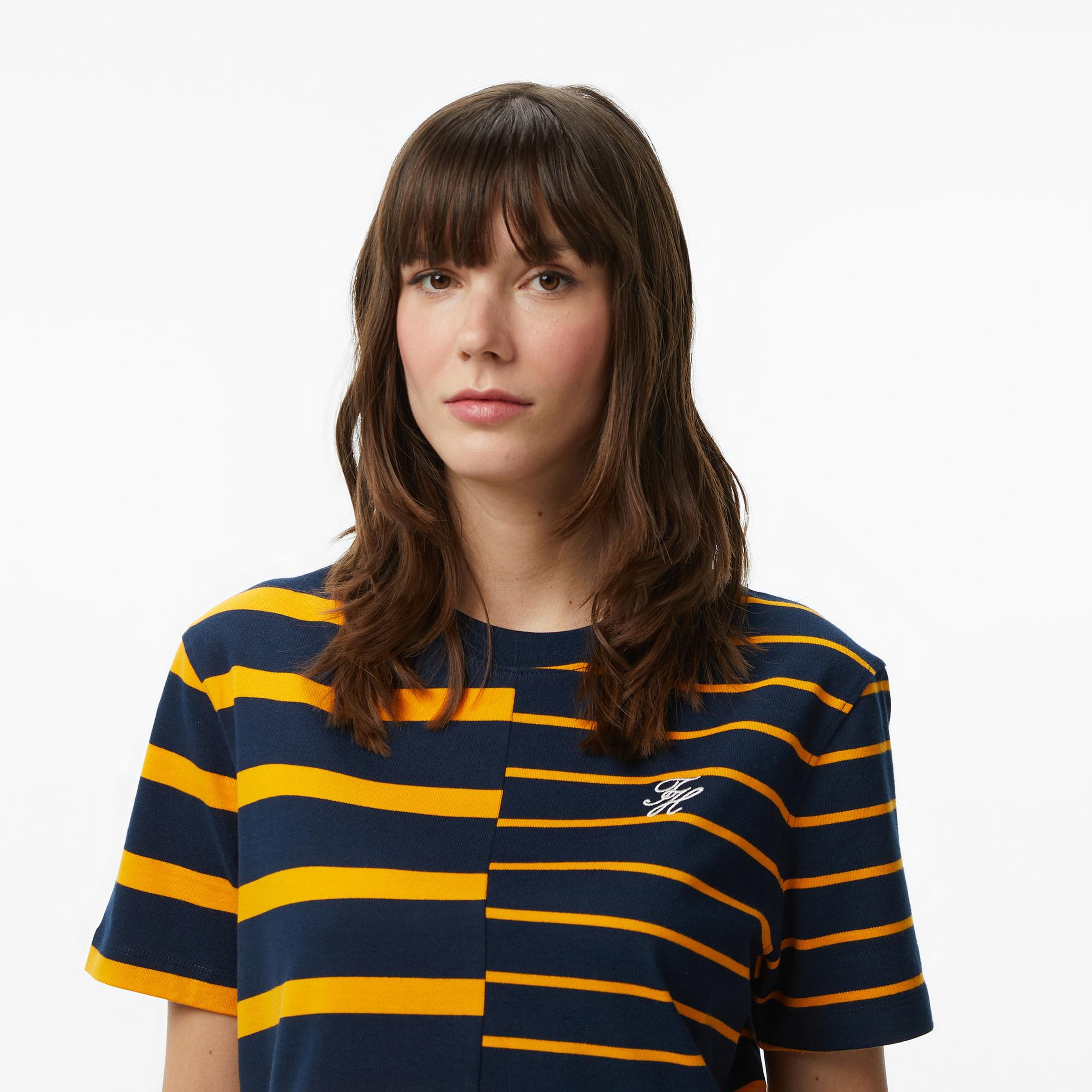 Tommy Hilfiger Stripe Mix Kadın Turuncu T-Shirt