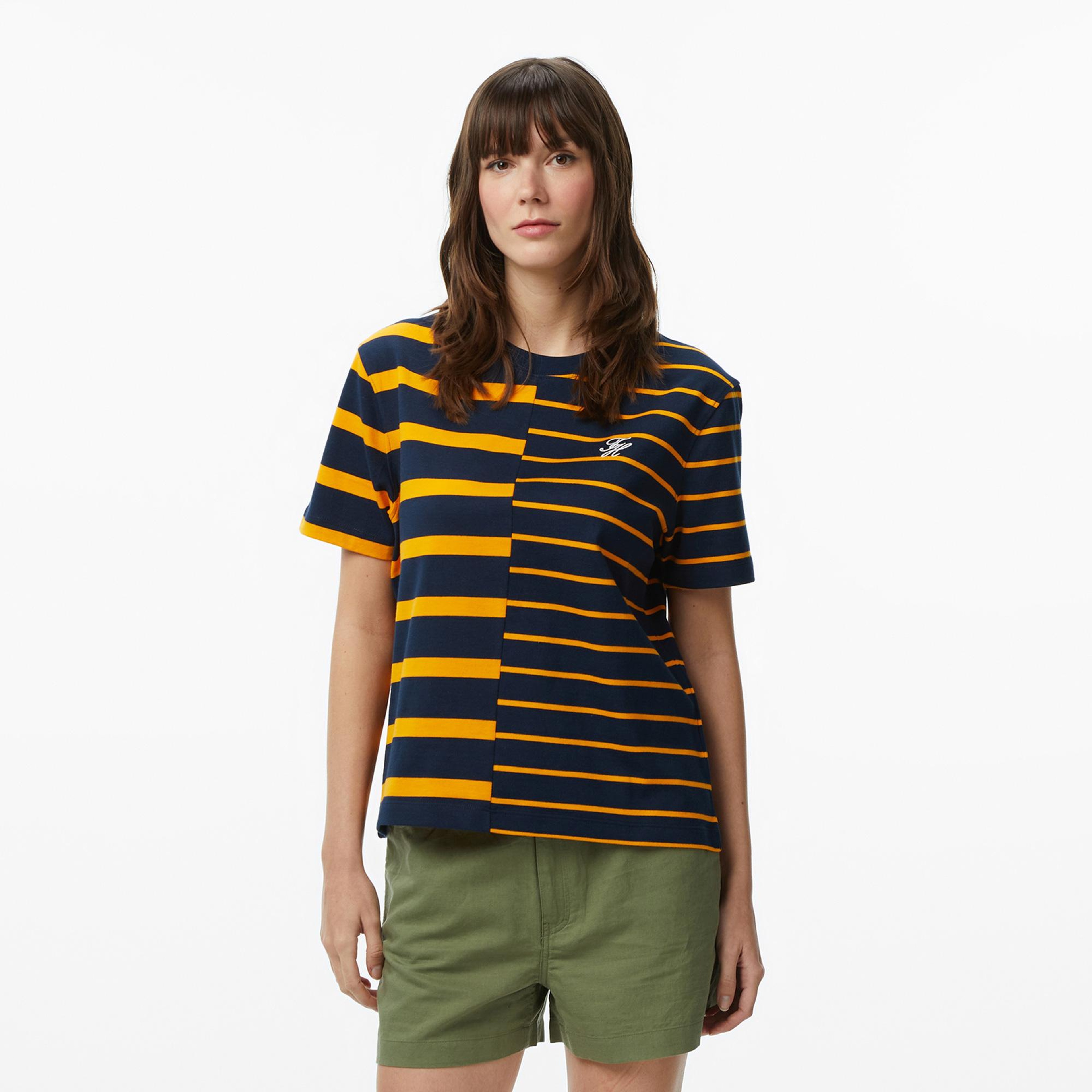 Tommy Hilfiger Stripe Mix Kadın Turuncu T-Shirt