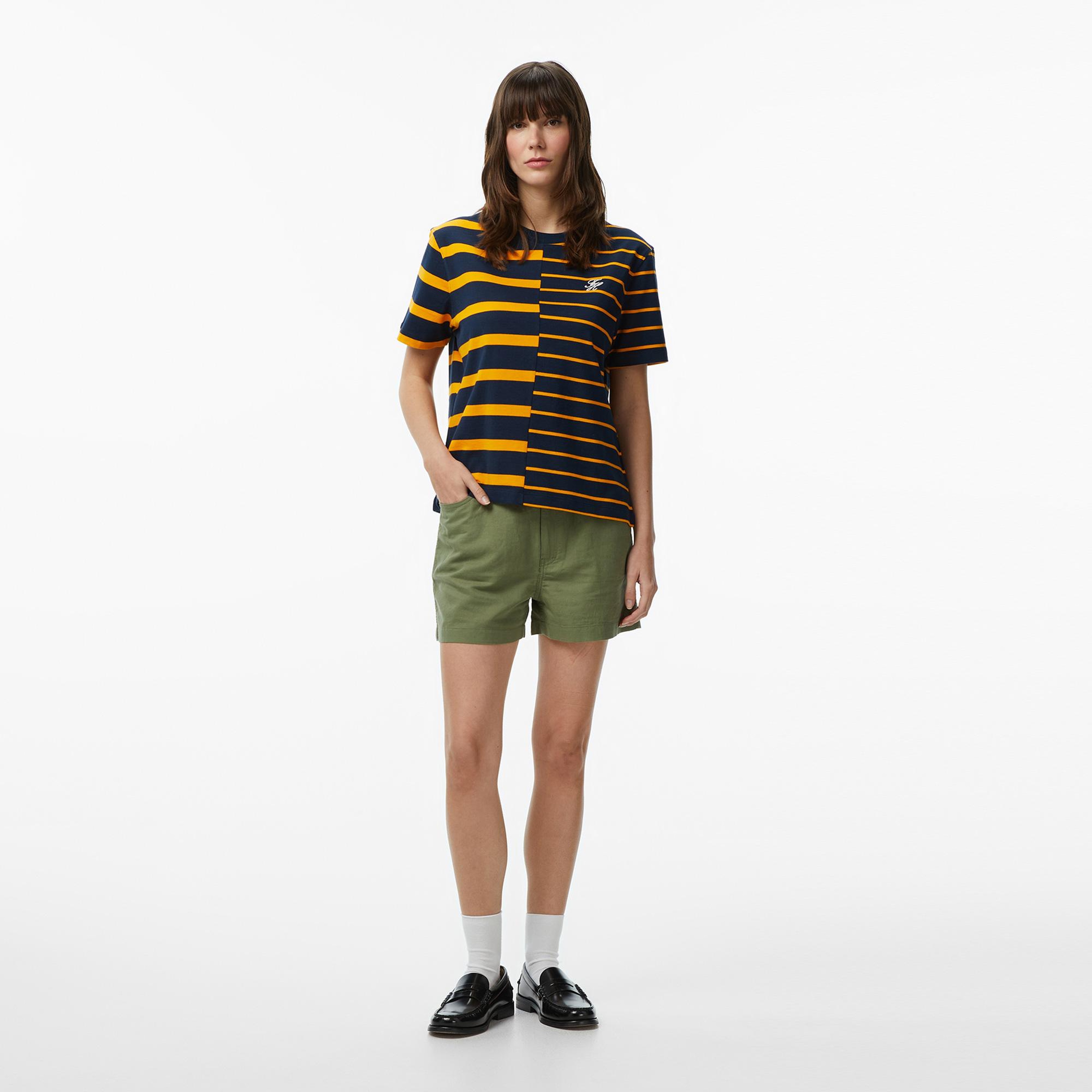 Tommy Hilfiger Stripe Mix Kadın Turuncu T-Shirt