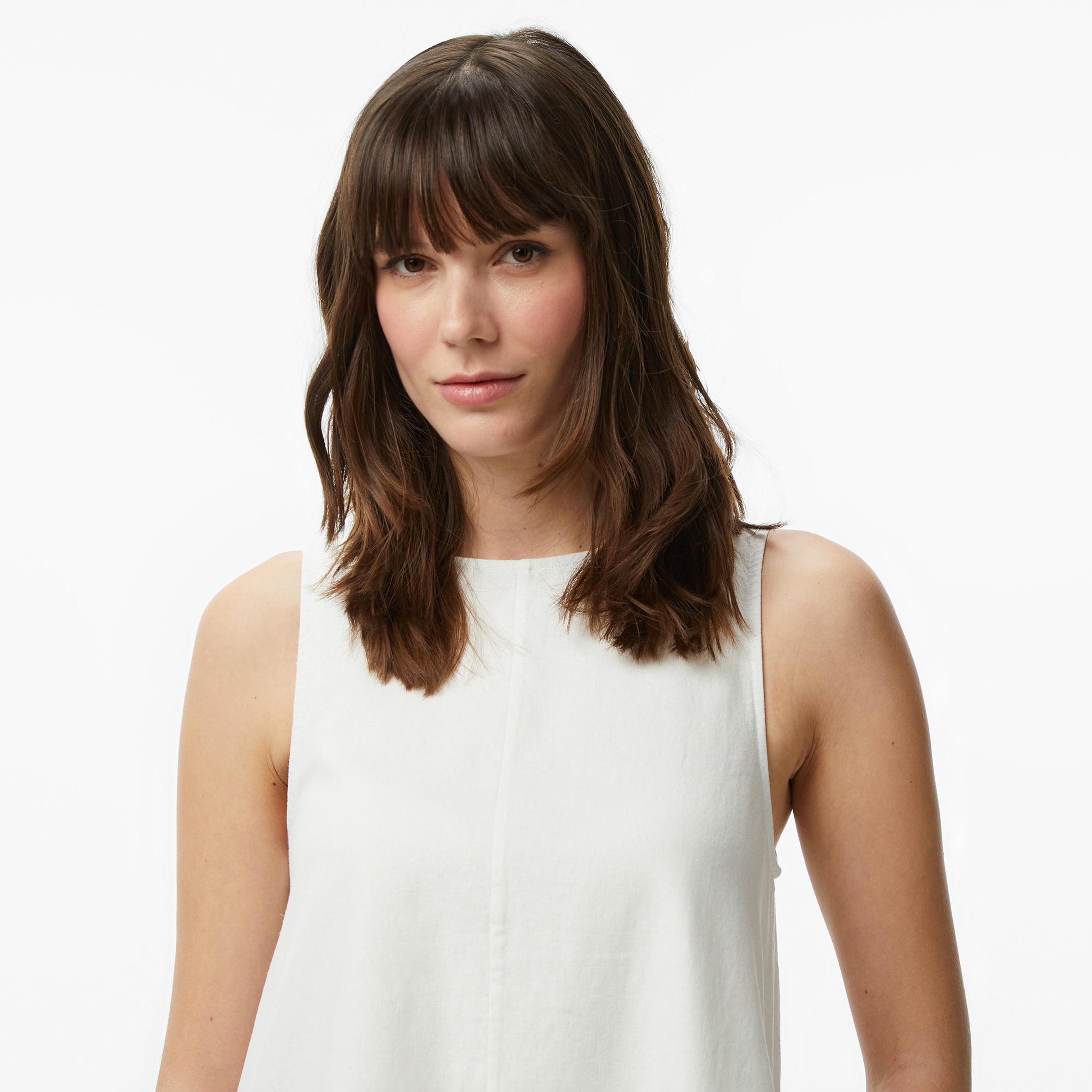Tommy Hilfiger Linen Kadın Beyaz Elbise