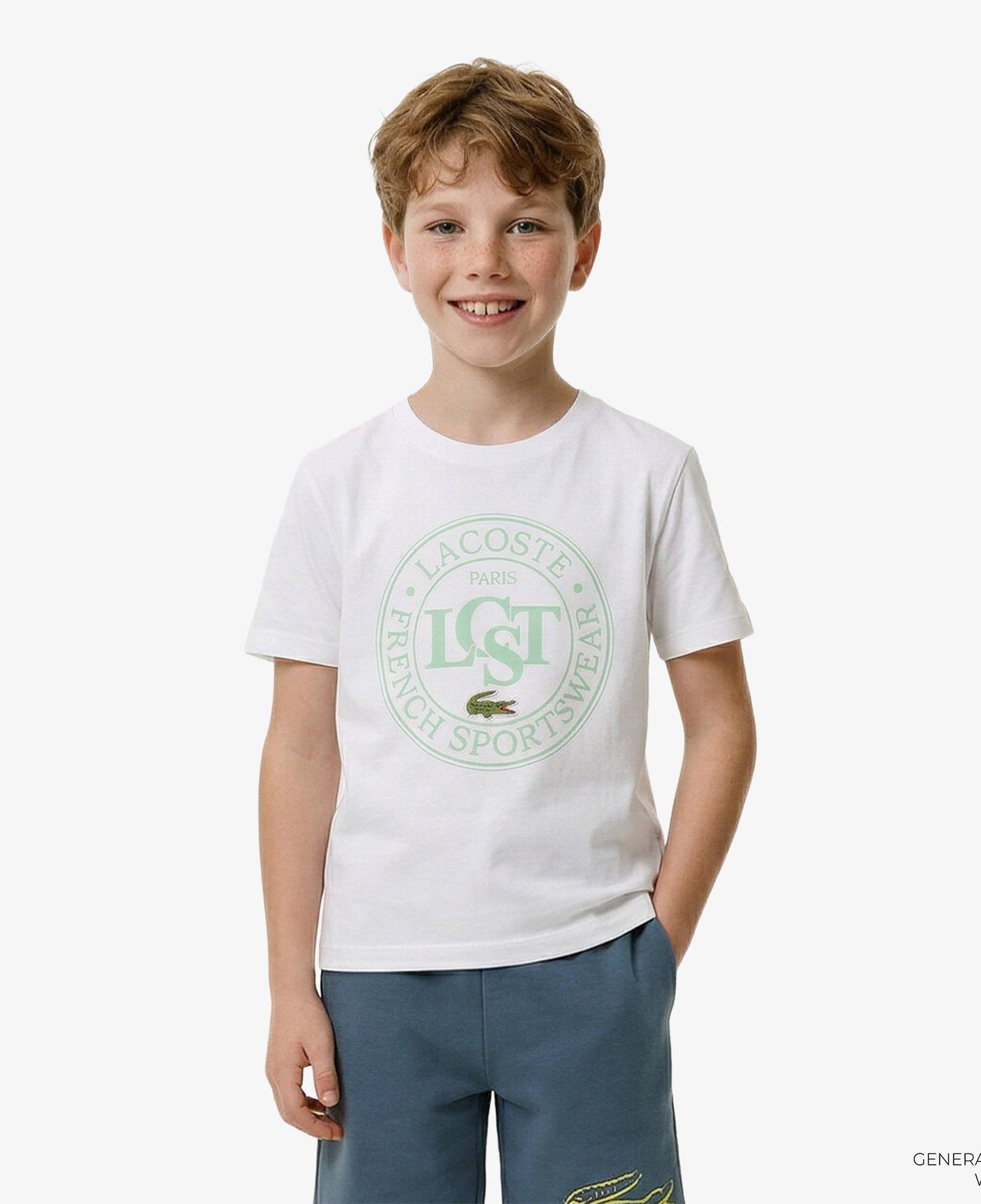 Lacoste Çocuk Bisiklet Yaka Baskılı Beyaz T-Shirt