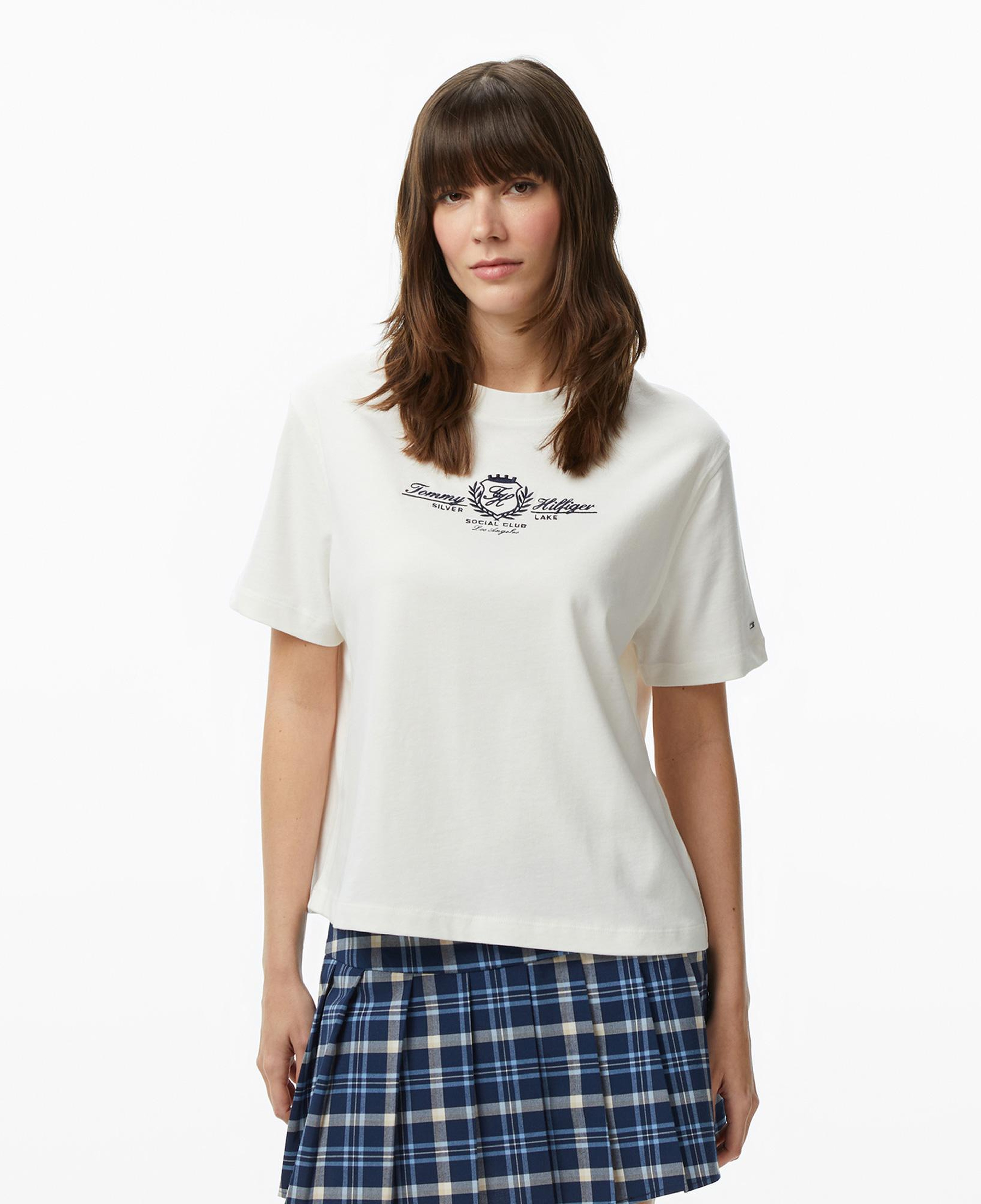 Tommy Hilfiger Varsity Crest Kadın Beyaz T-Shirt