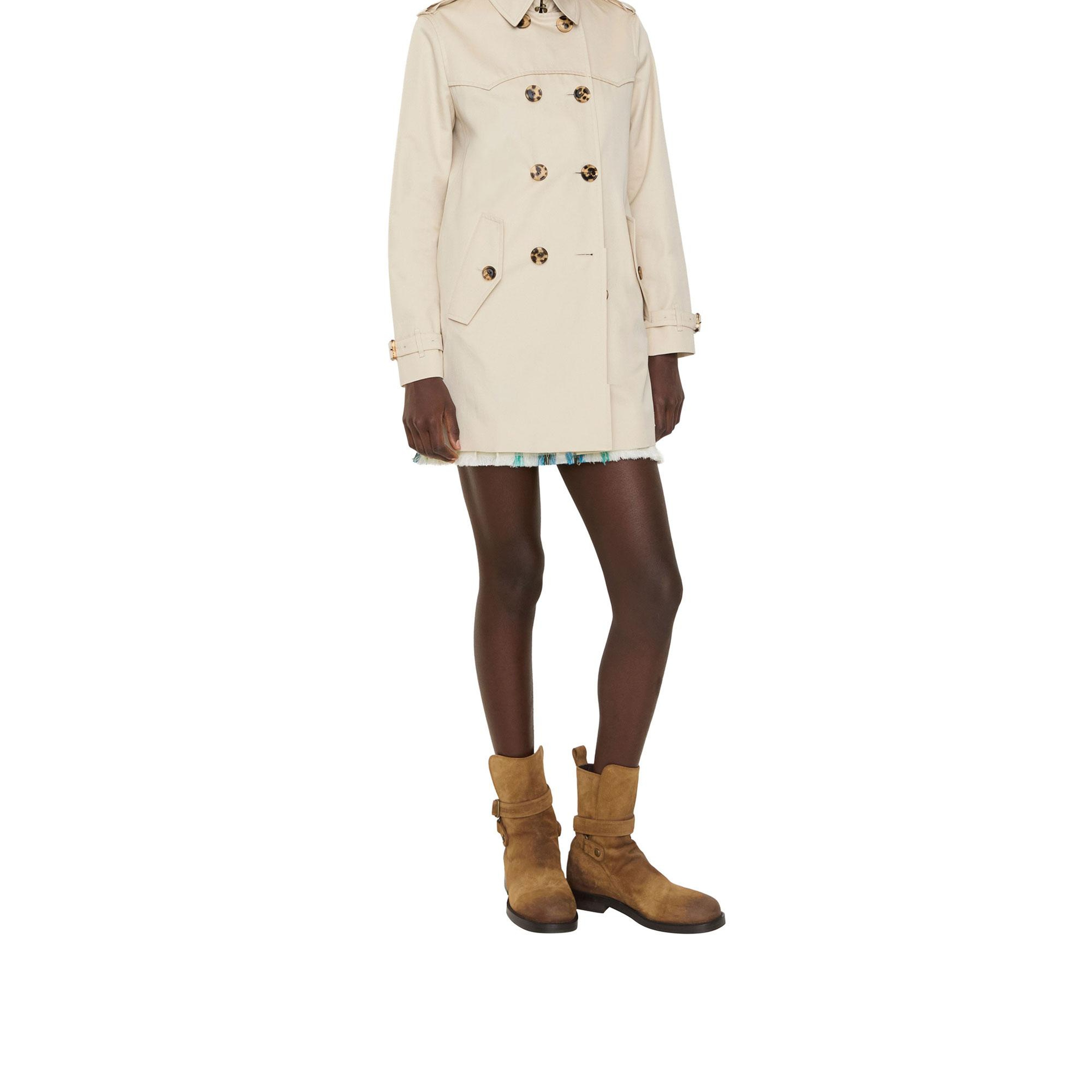 Burberry Short Summerside Gabardine Kadın Krem Trençkot