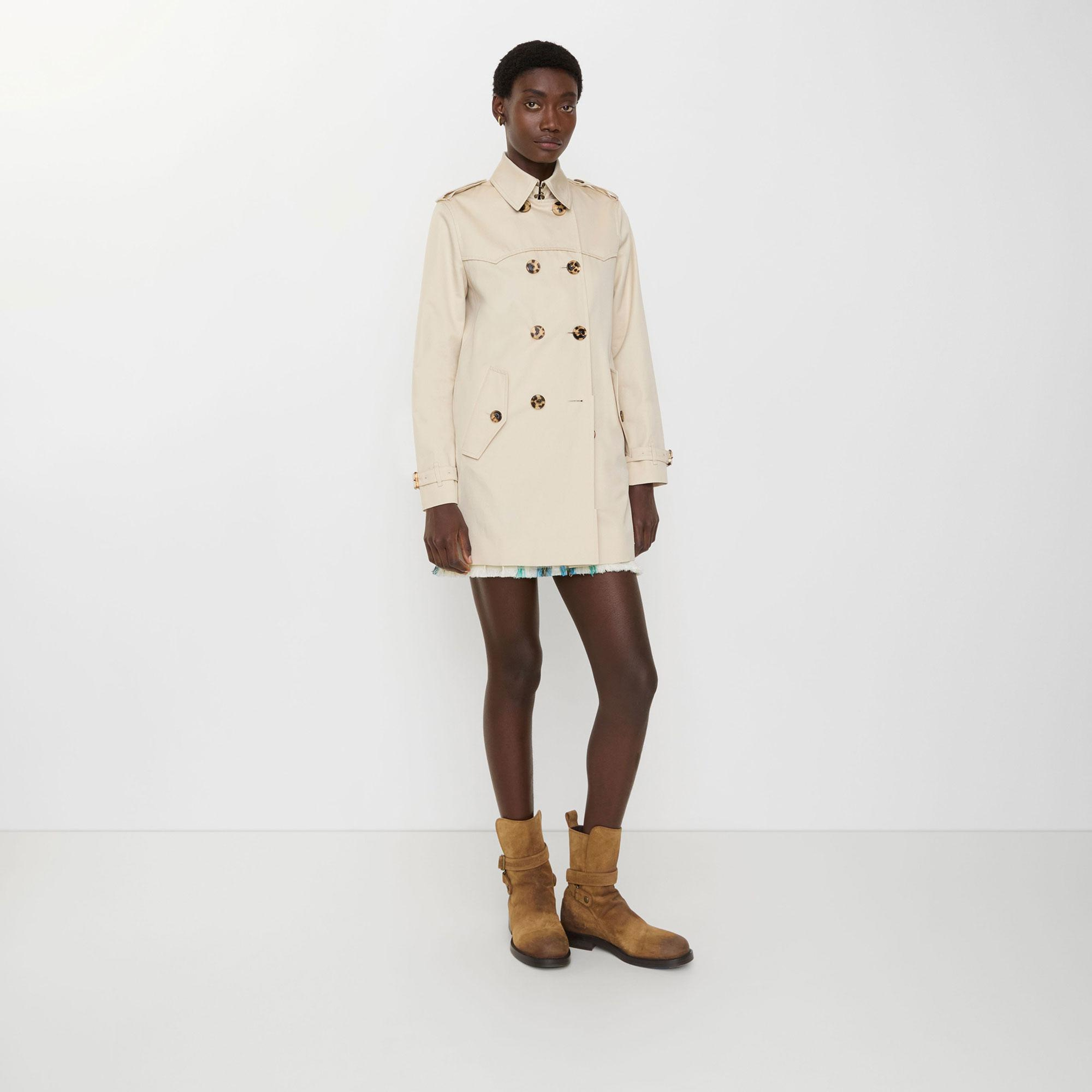 Burberry Short Summerside Gabardine Kadın Krem Trençkot