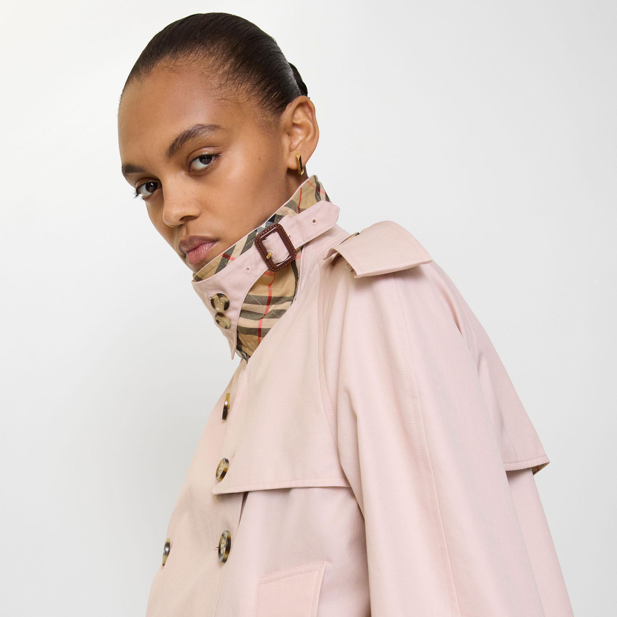 Burberry Cropped Tropical Gabardine Mayfair Kadın Pembe Pardesü