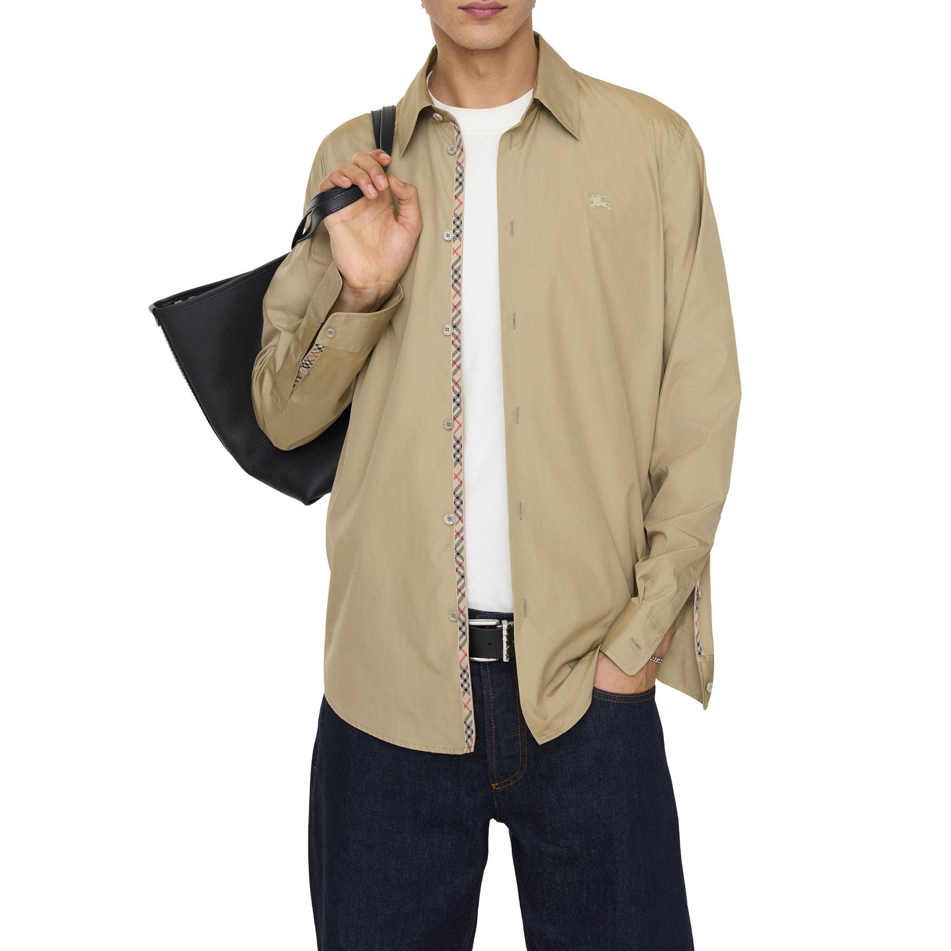 Burberry Regular Fit Cotton Poplin Erkek Bej Gömlek