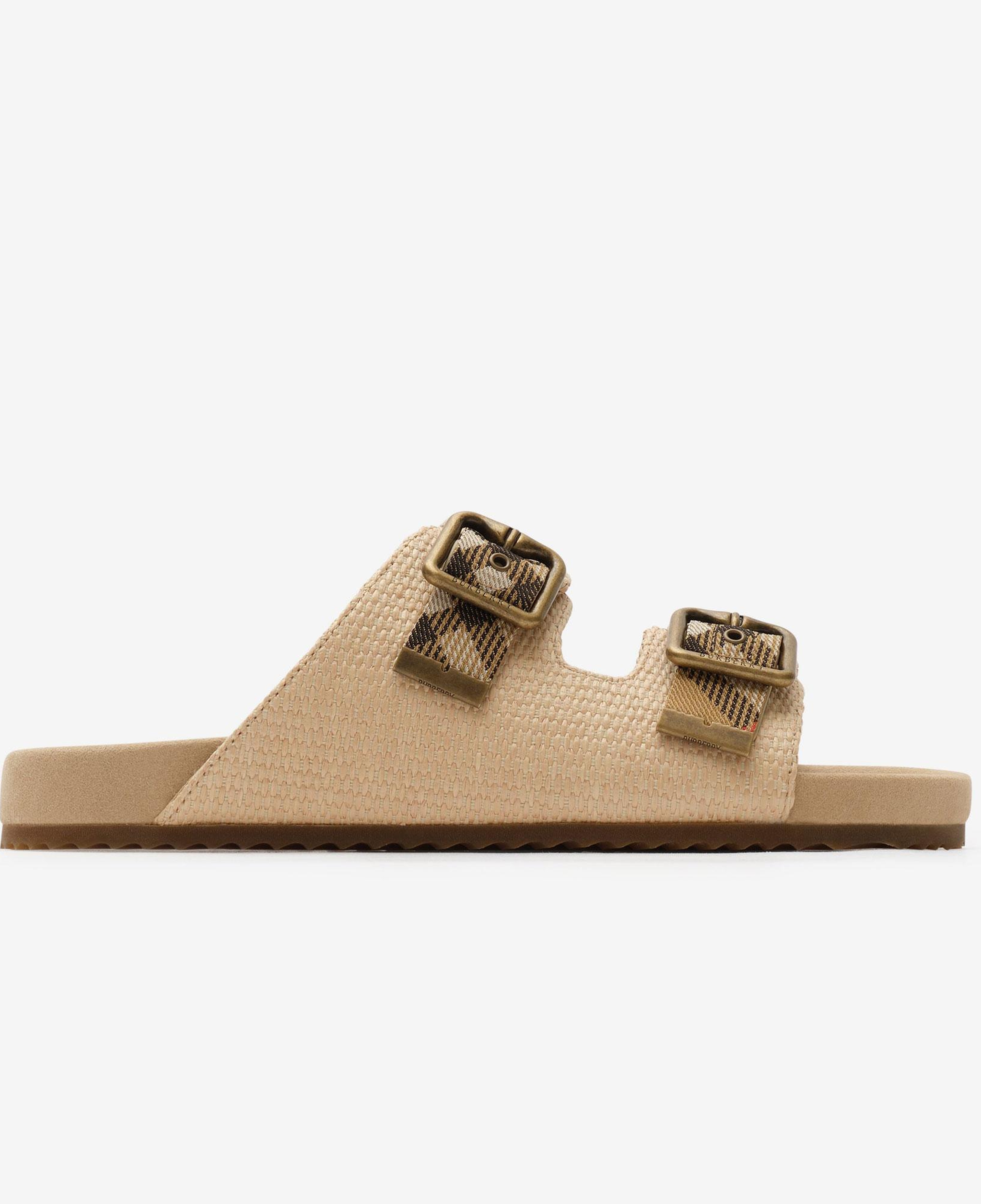 Burberry Raffia-Effect Urchin Kadın Bej Sandalet