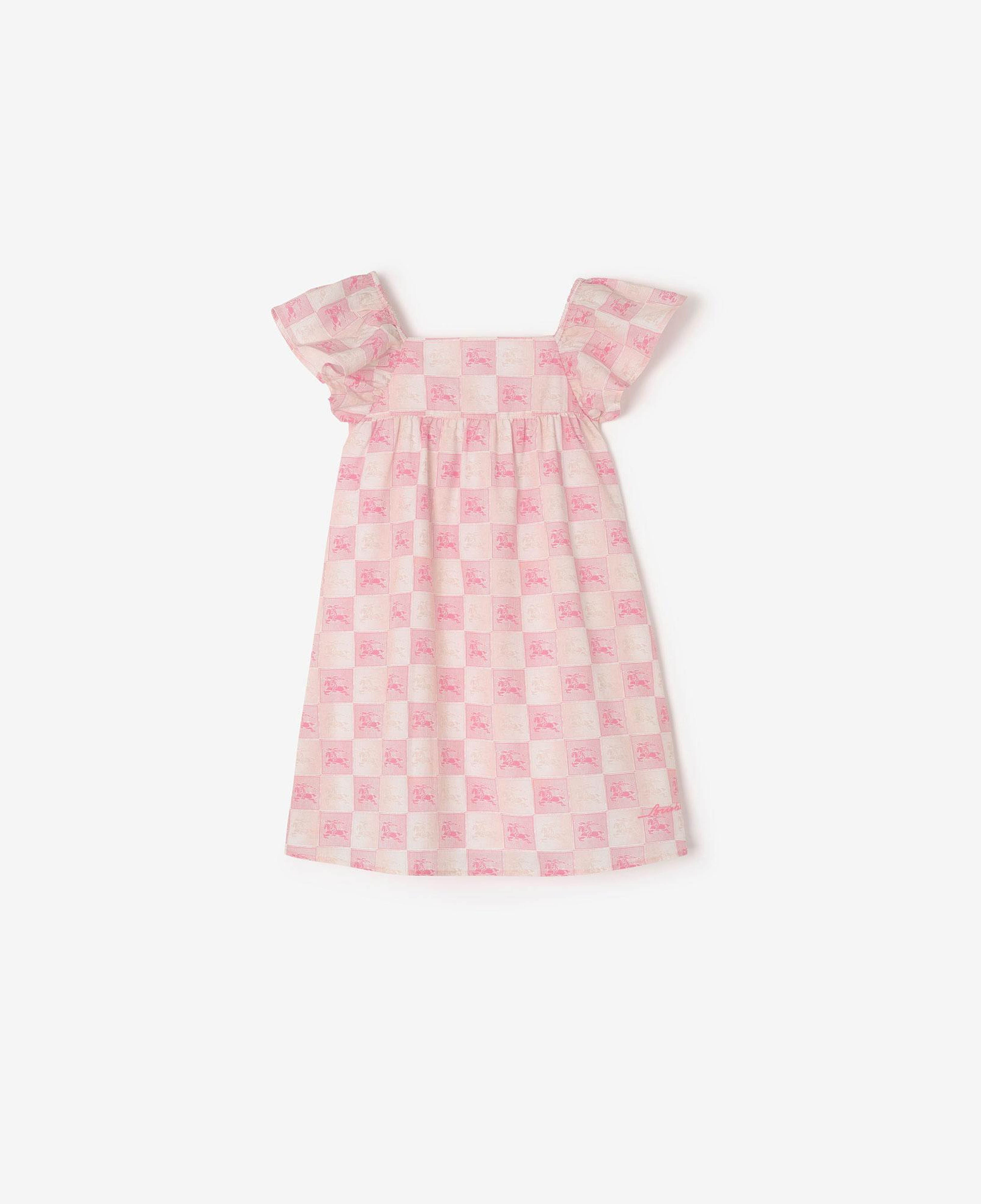 Burberry Ekd Checkerboard Cotton Çocuk Pembe Elbise