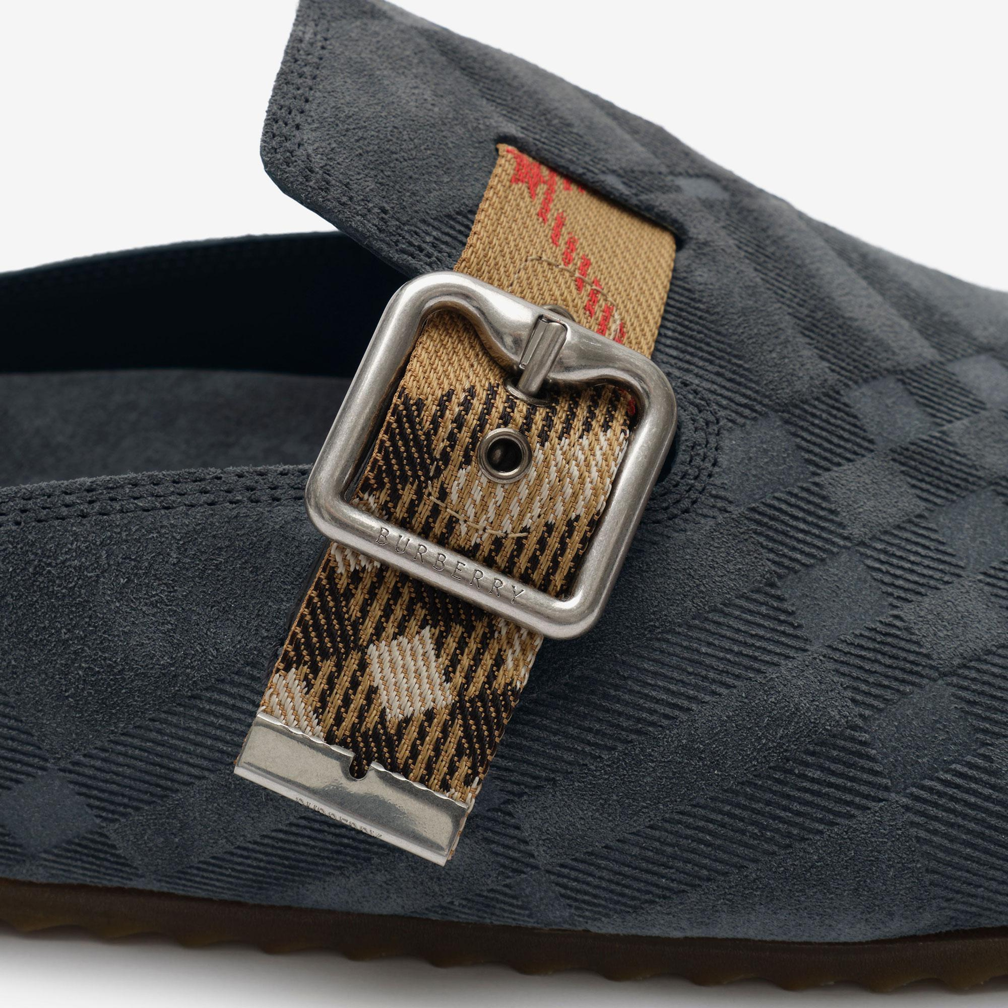 Burberry Check Suede Urchin Erkek Mavi Sandalet
