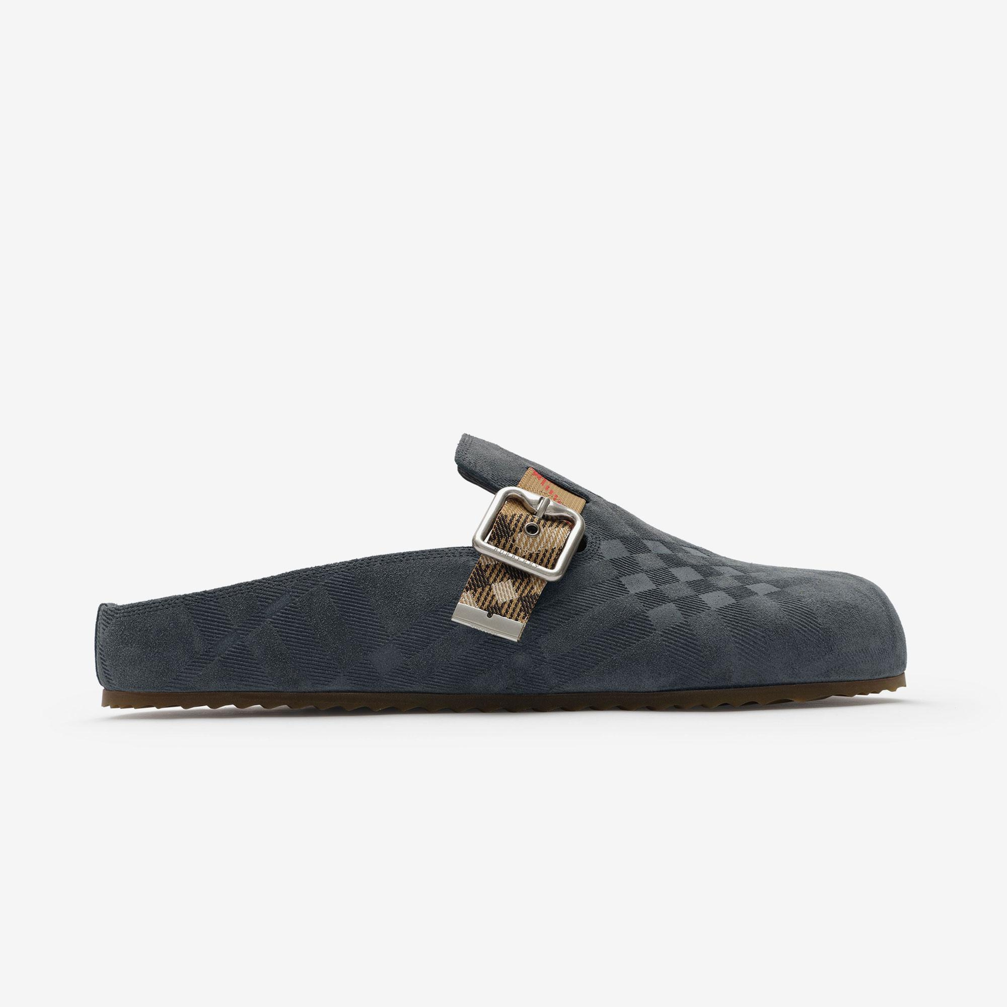 Burberry Check Suede Urchin Erkek Mavi Sandalet