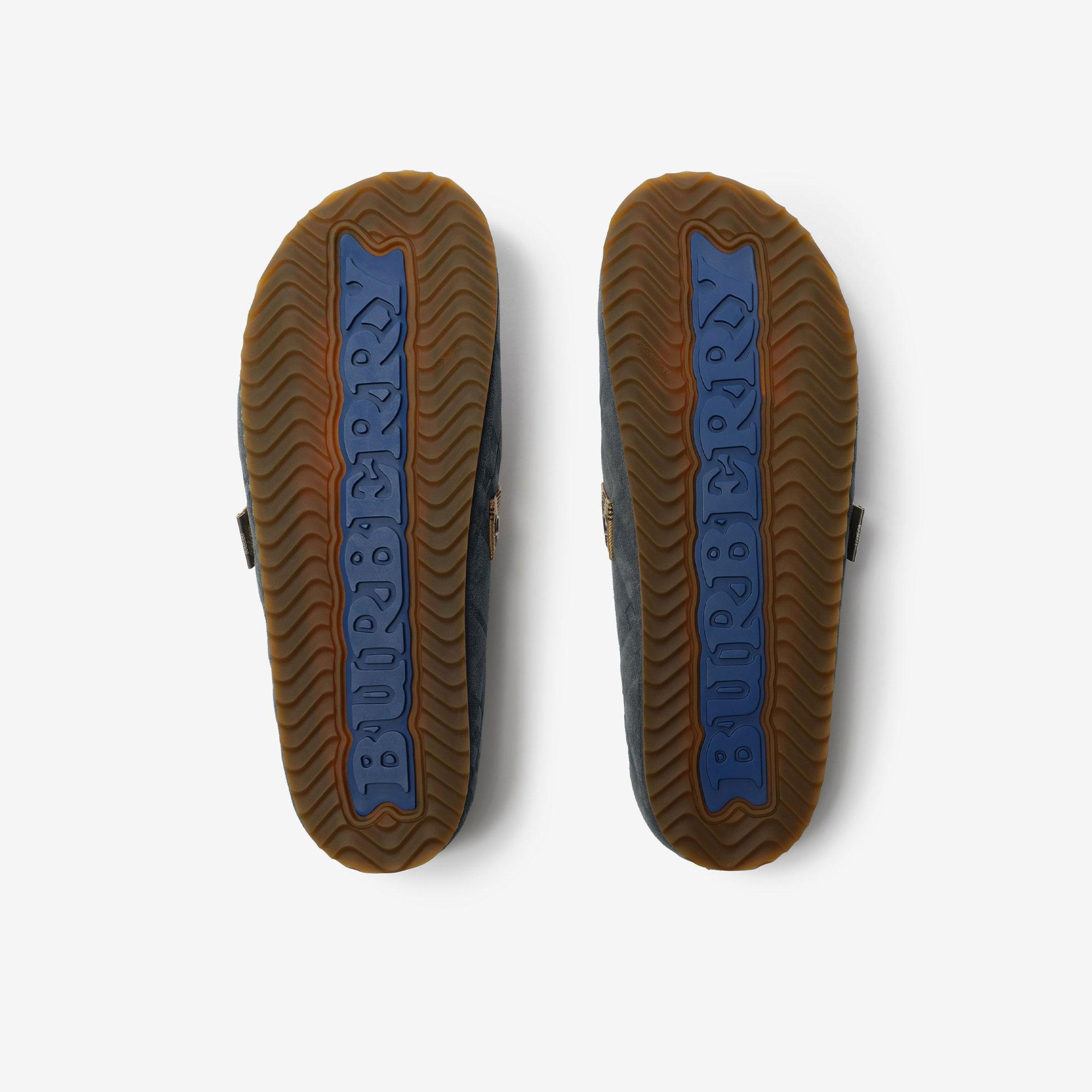 Burberry Check Suede Urchin Erkek Mavi Sandalet