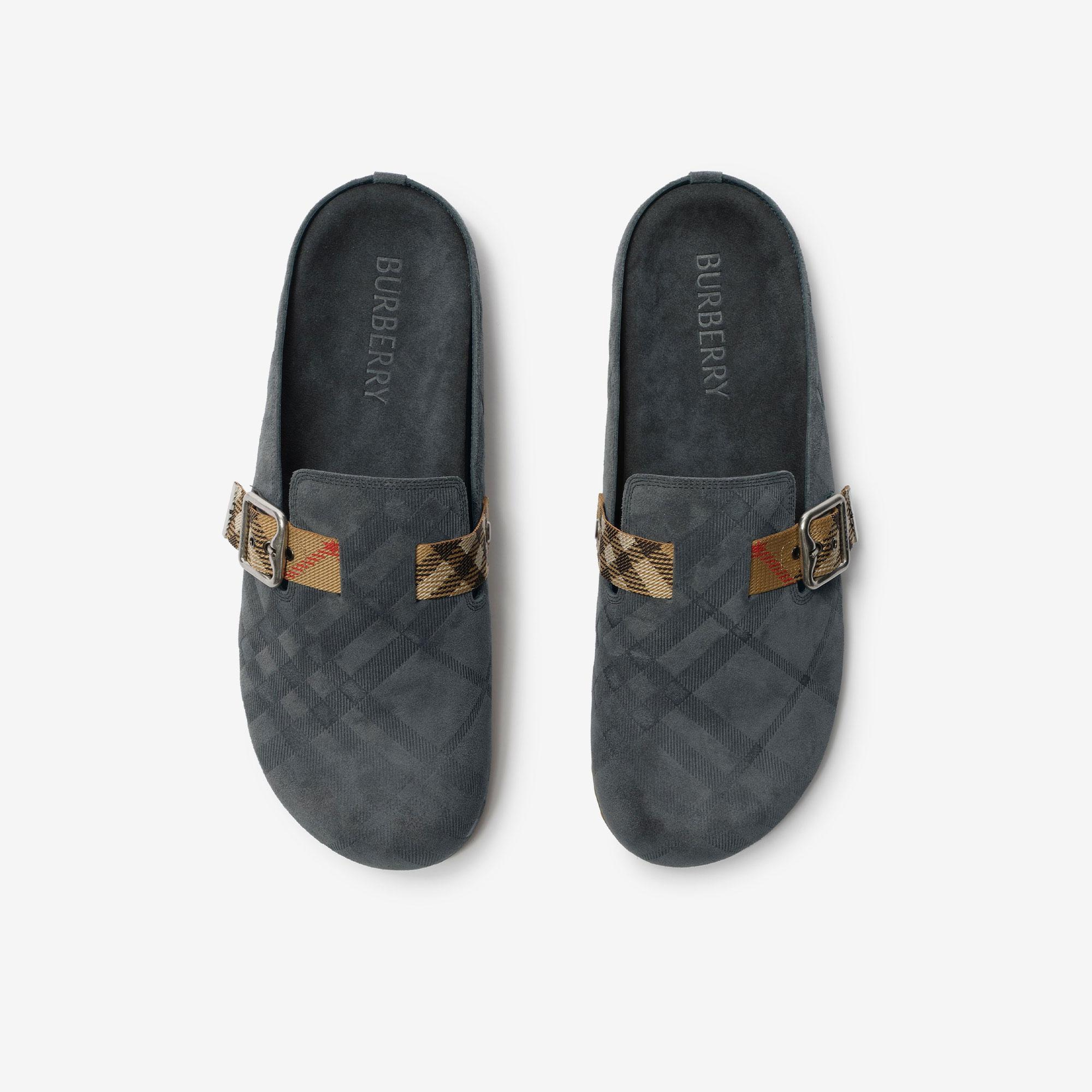 Burberry Check Suede Urchin Erkek Mavi Sandalet