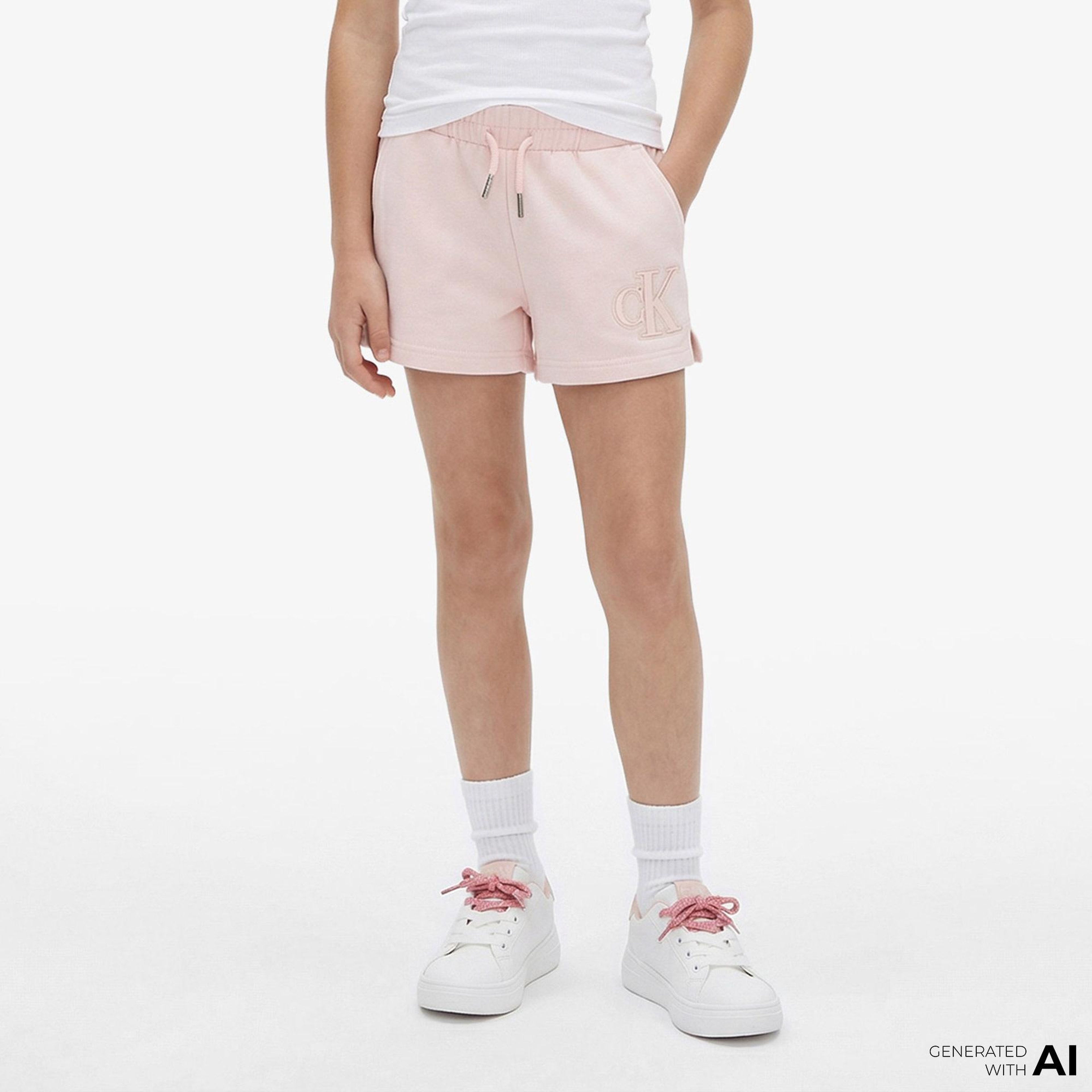 Calvin Klein Logo Knit Çocuk Pembe Şort