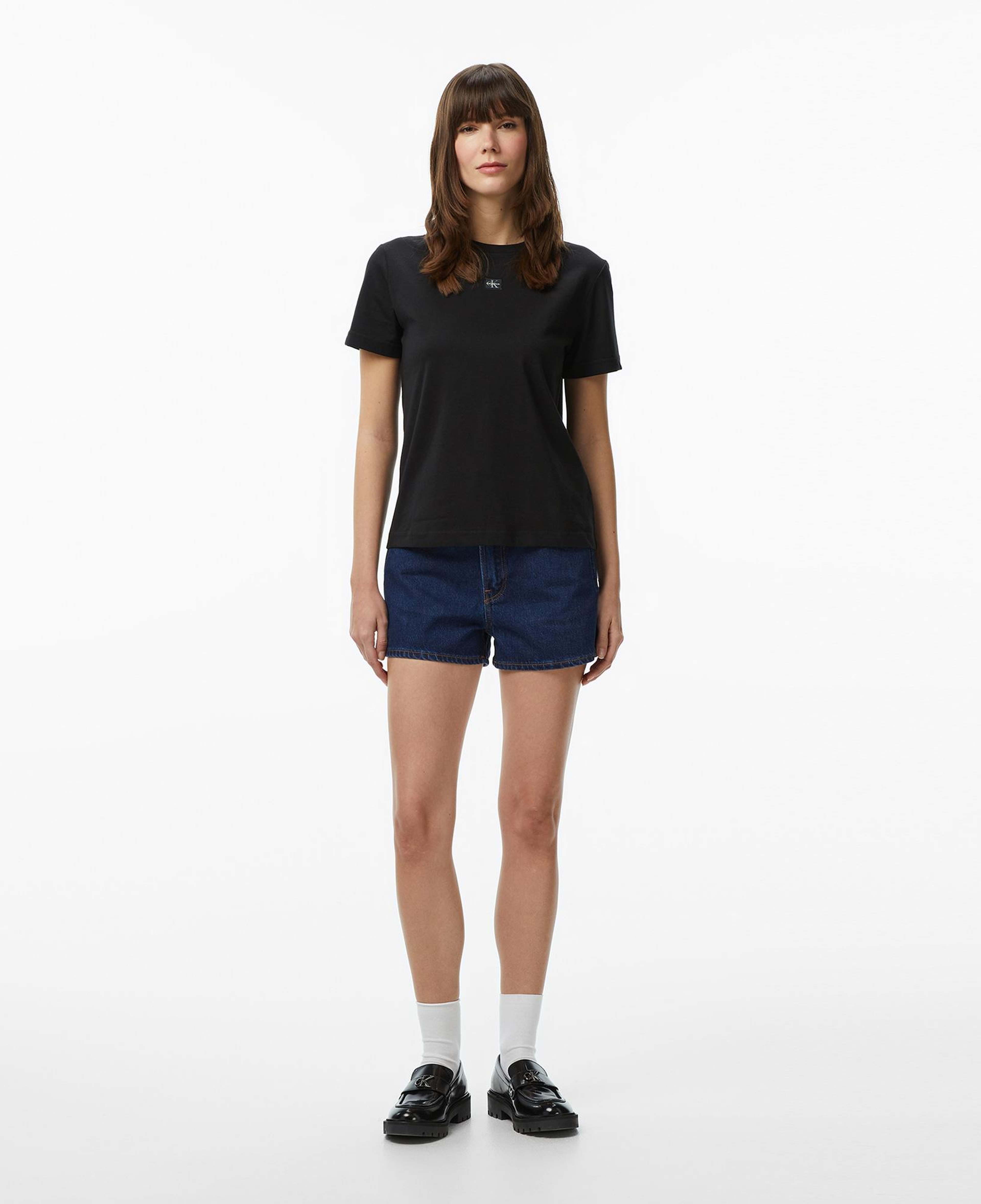 Calvin Klein Woven Label Classic Fit  Kadın Siyah T-Shirt
