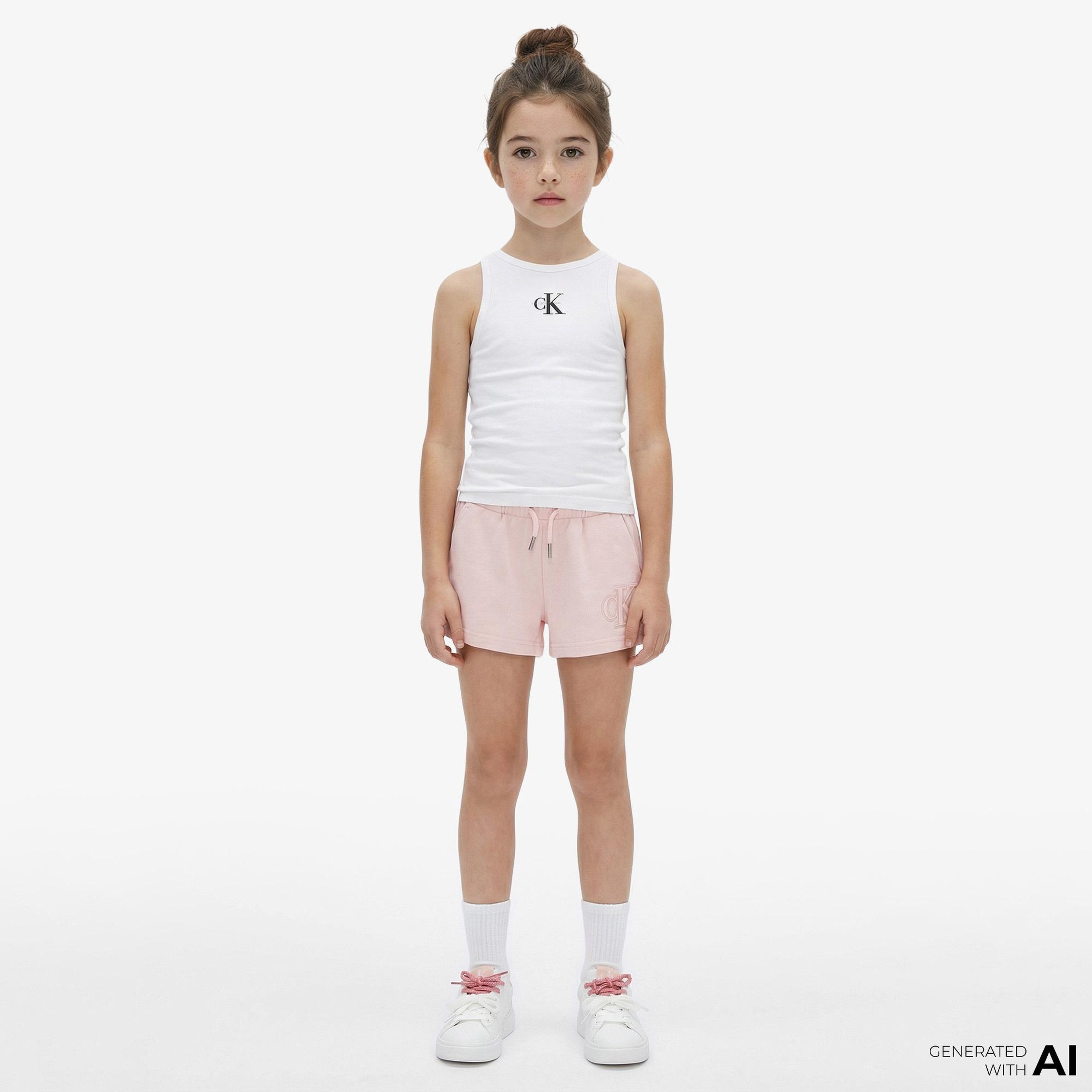 Calvin Klein Logo Knit Çocuk Pembe Şort