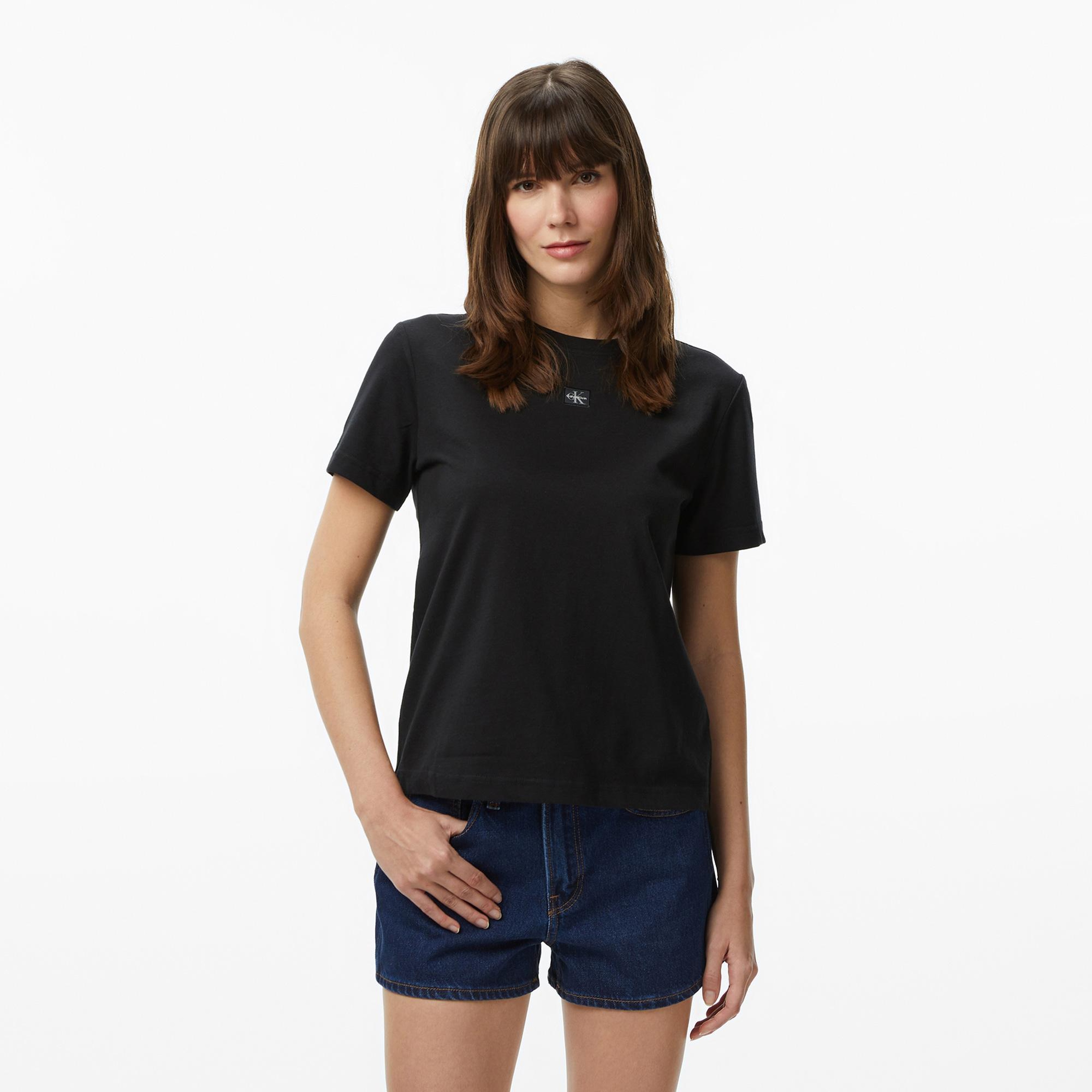 Calvin Klein Woven Label Classic Fit  Kadın Siyah T-Shirt