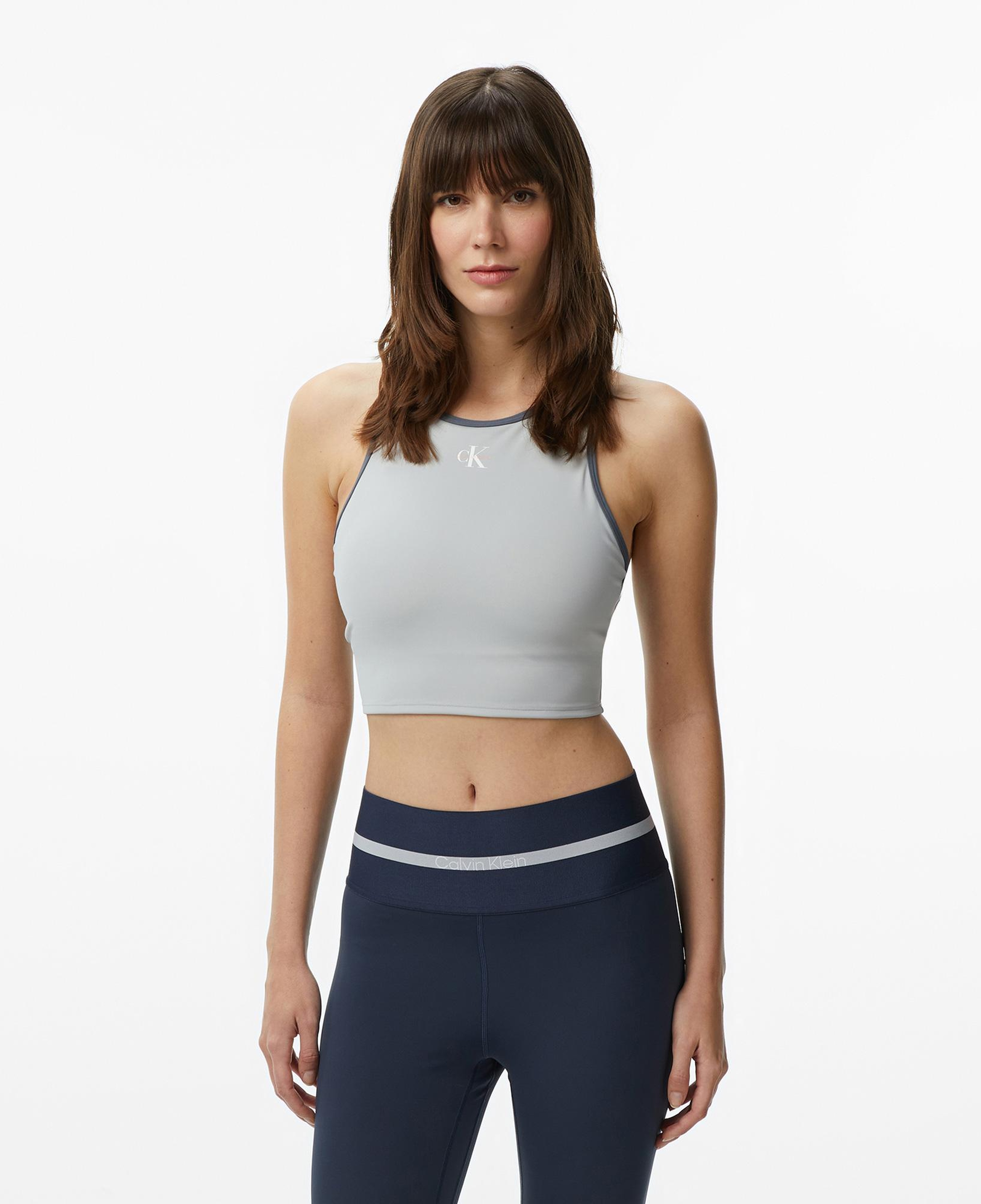 Calvin Klein Icon Sport Graphic Longline Kadın Gri Spor Sütyeni