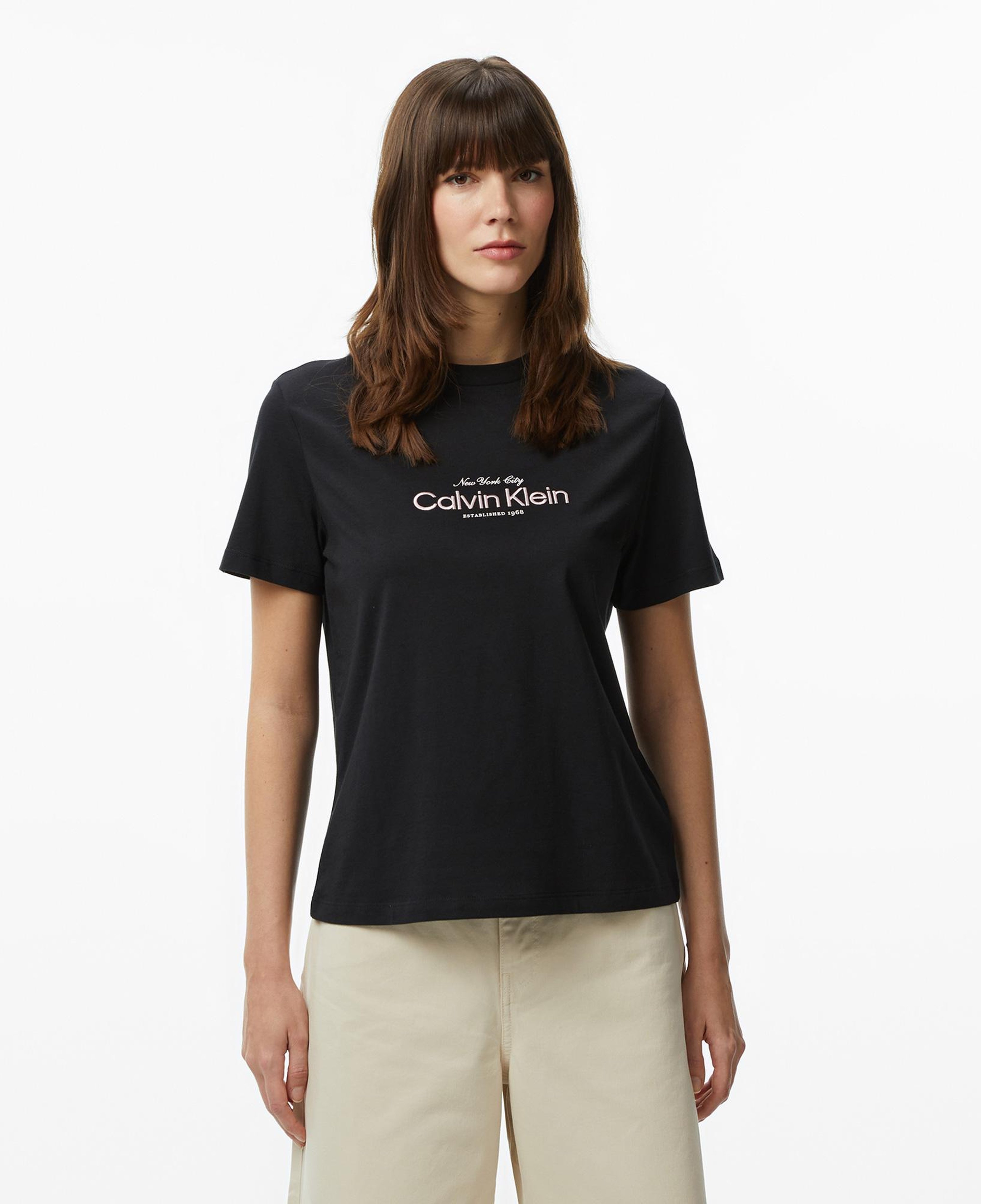 Calvin Klein Classic Nyc Logo Kadın Siyah T-Shirt