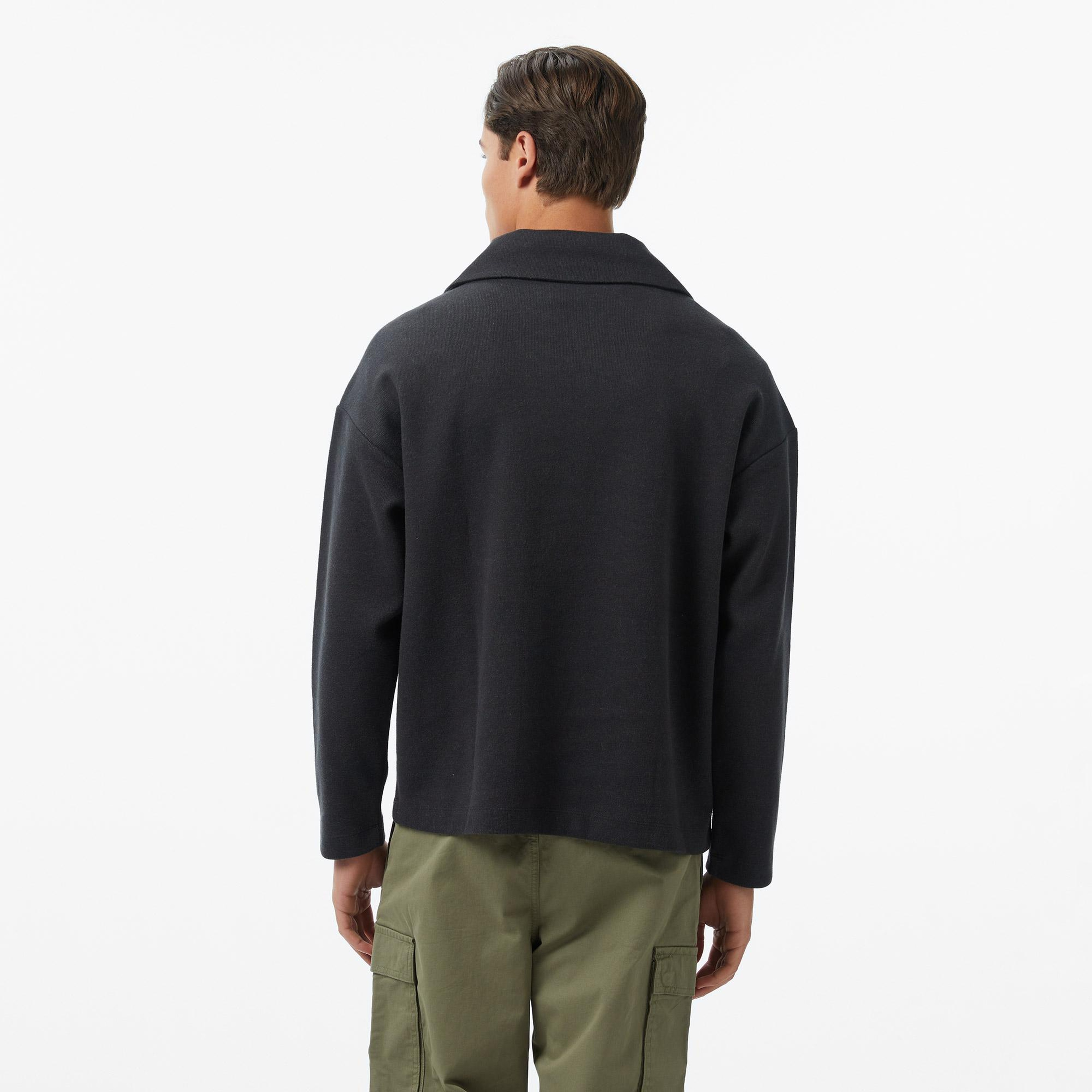 Calvin Klein Brushed Zip Pullover Erkek Siyah Sweatshirt